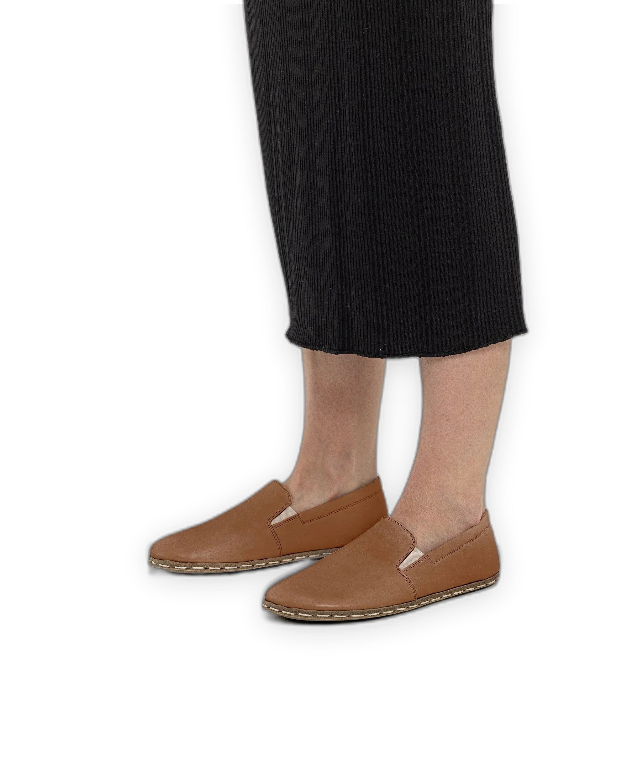 Detail Tan Barefoot Shoes - Handcrafted Calf Leather Turkey | Bespoky