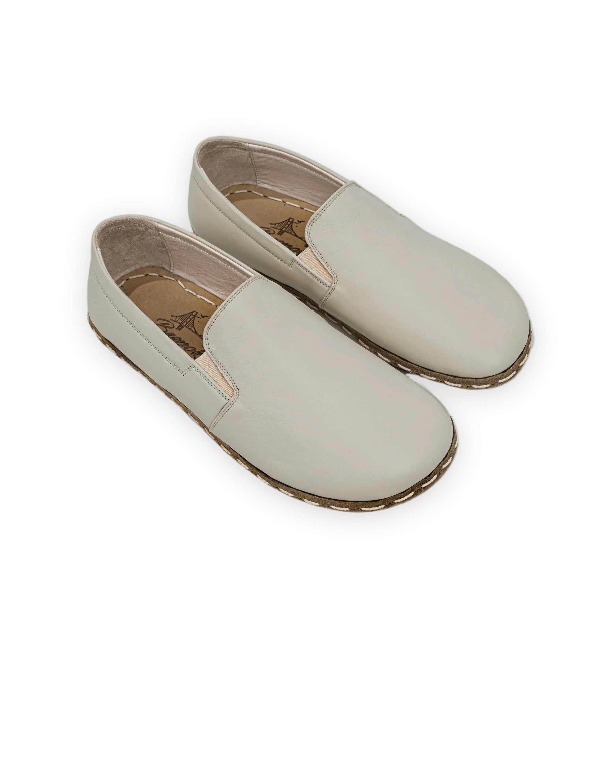 Men's Lucas Beige Barefoot Shoes - Handcrafted Calf Leather Wide Toe Box | Bespoky