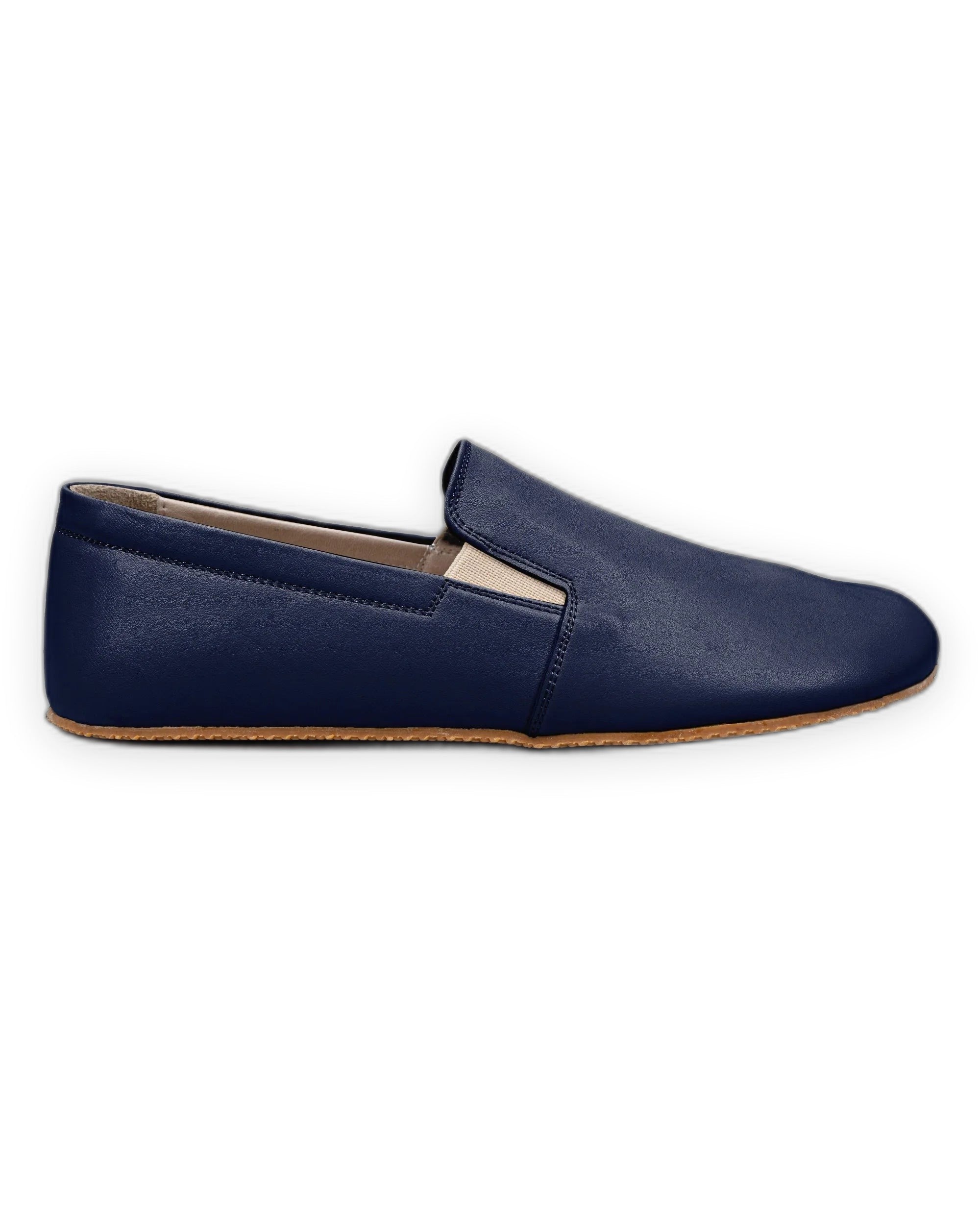 Side view Navy Blue Barefoot Shoes - Calf Leather Zero Drop | Bespoky