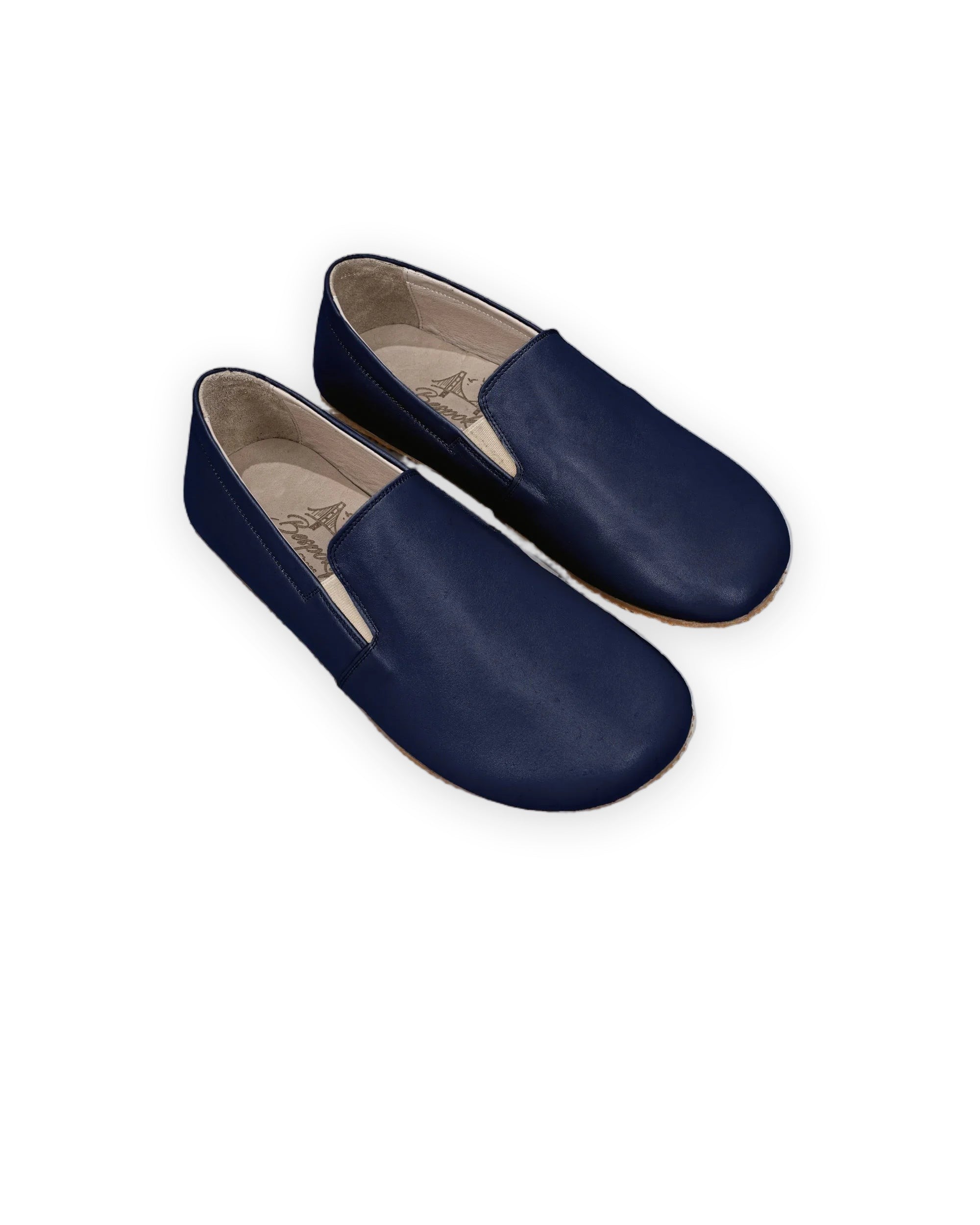 Men's Navy Blue Barefoot Shoes - Handcrafted Calf Leather Wide Toe Box | Bespoky
