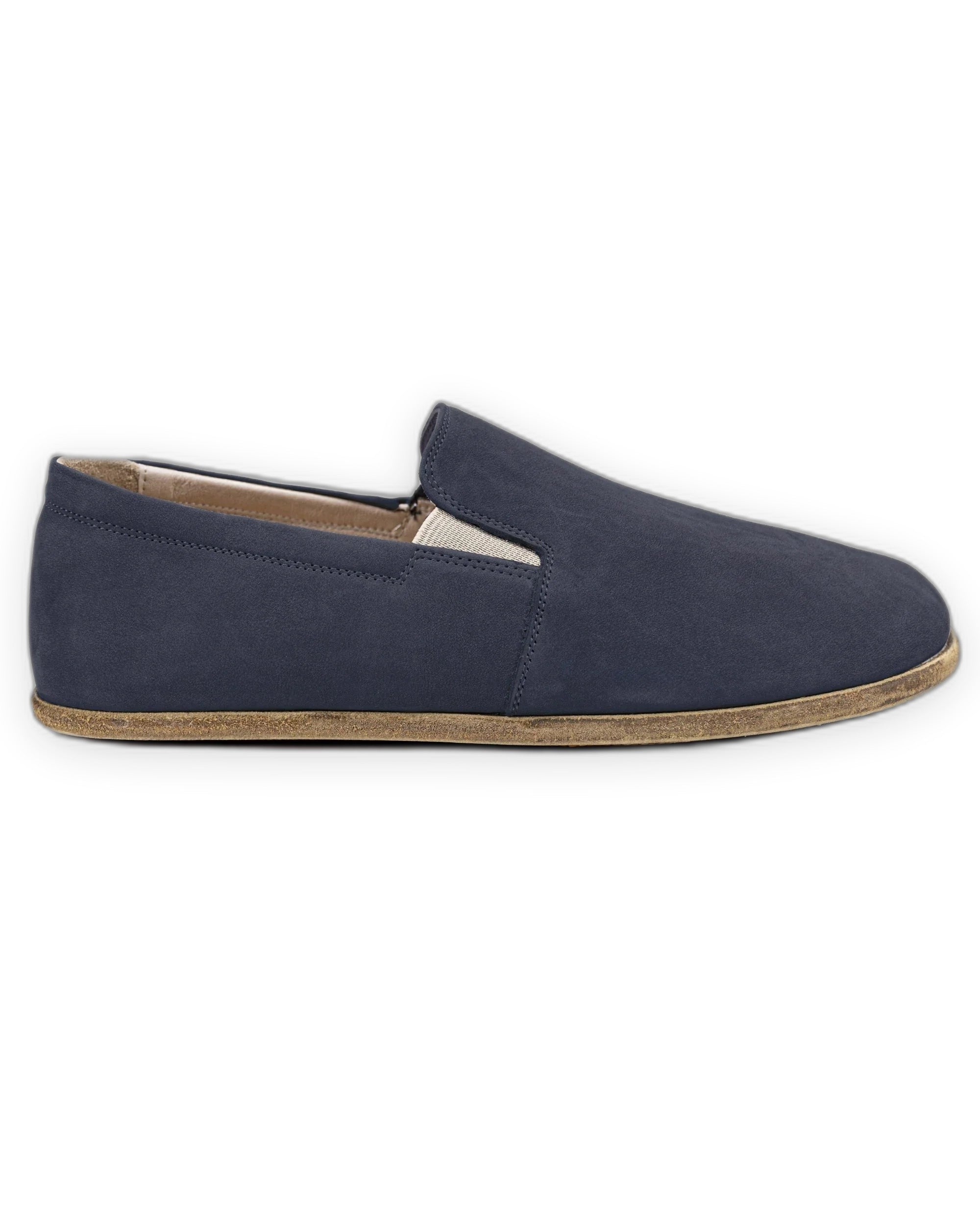 Side view Navy Nubuck Barefoot Shoes - Calf Leather Zero Drop | Bespoky