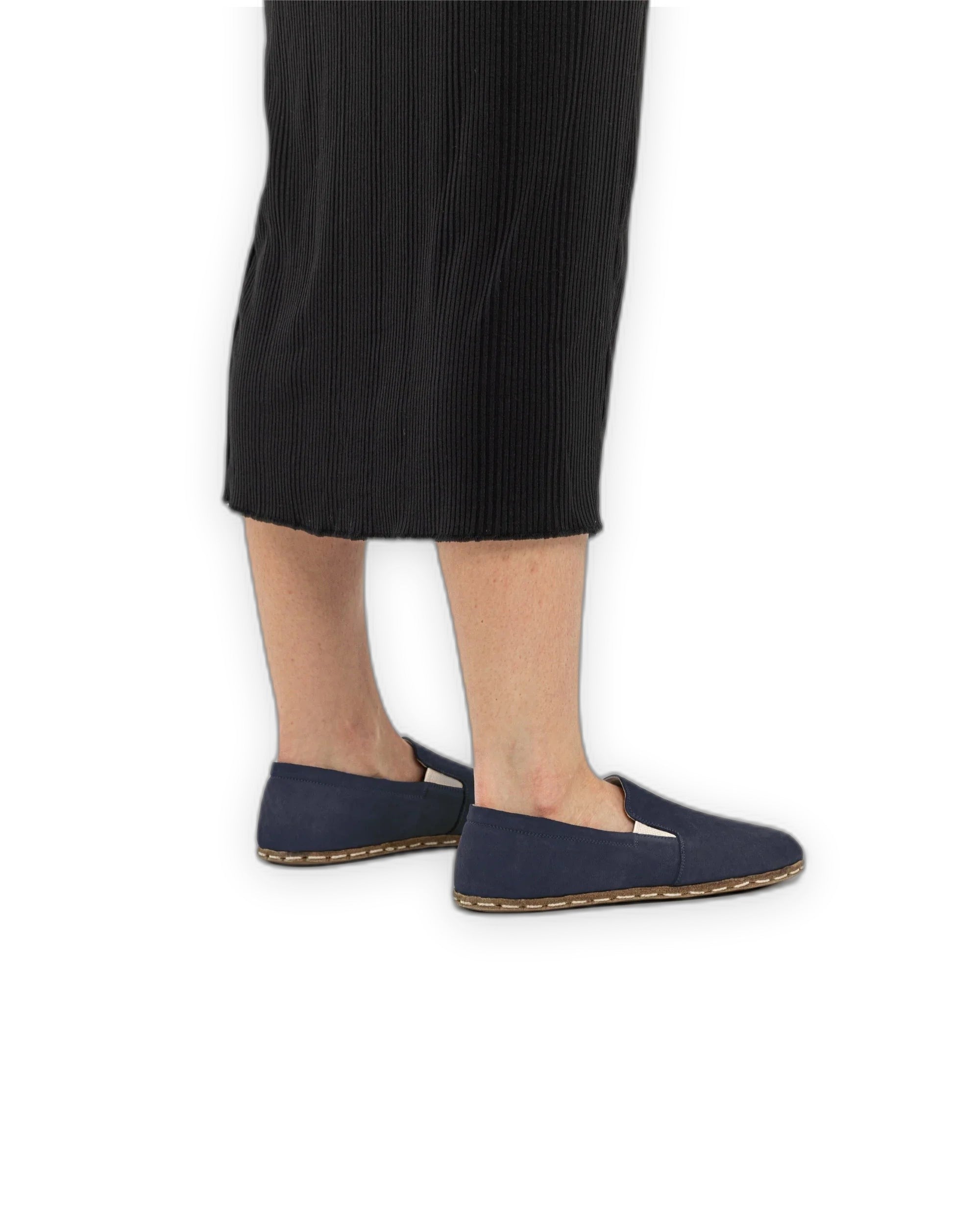 Detail Navy Nubuck Barefoot Shoes - Handcrafted Calf Leather Turkey | Bespoky