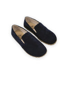 Men's Navy Suede Barefoot Shoes - Handcrafted Calf Leather Wide Toe Box | Bespoky