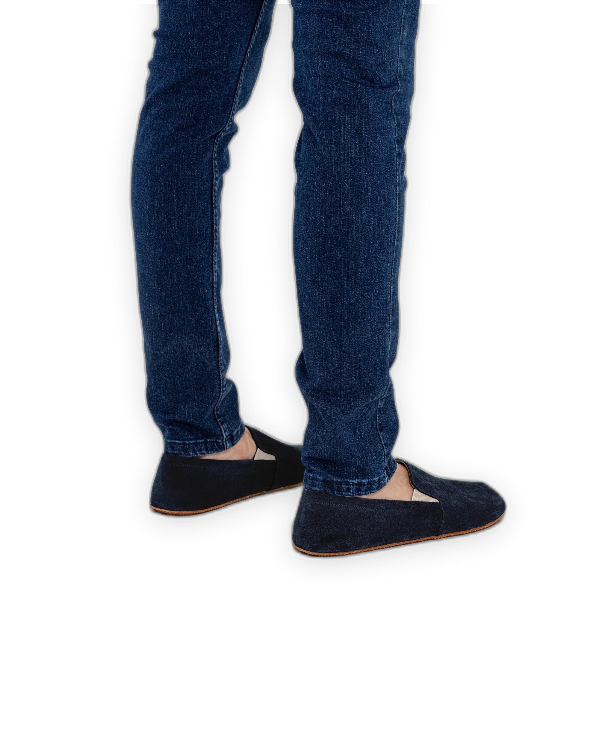 Detail Navy Suede Barefoot Shoes - Handcrafted Calf Leather Turkey | Bespoky
