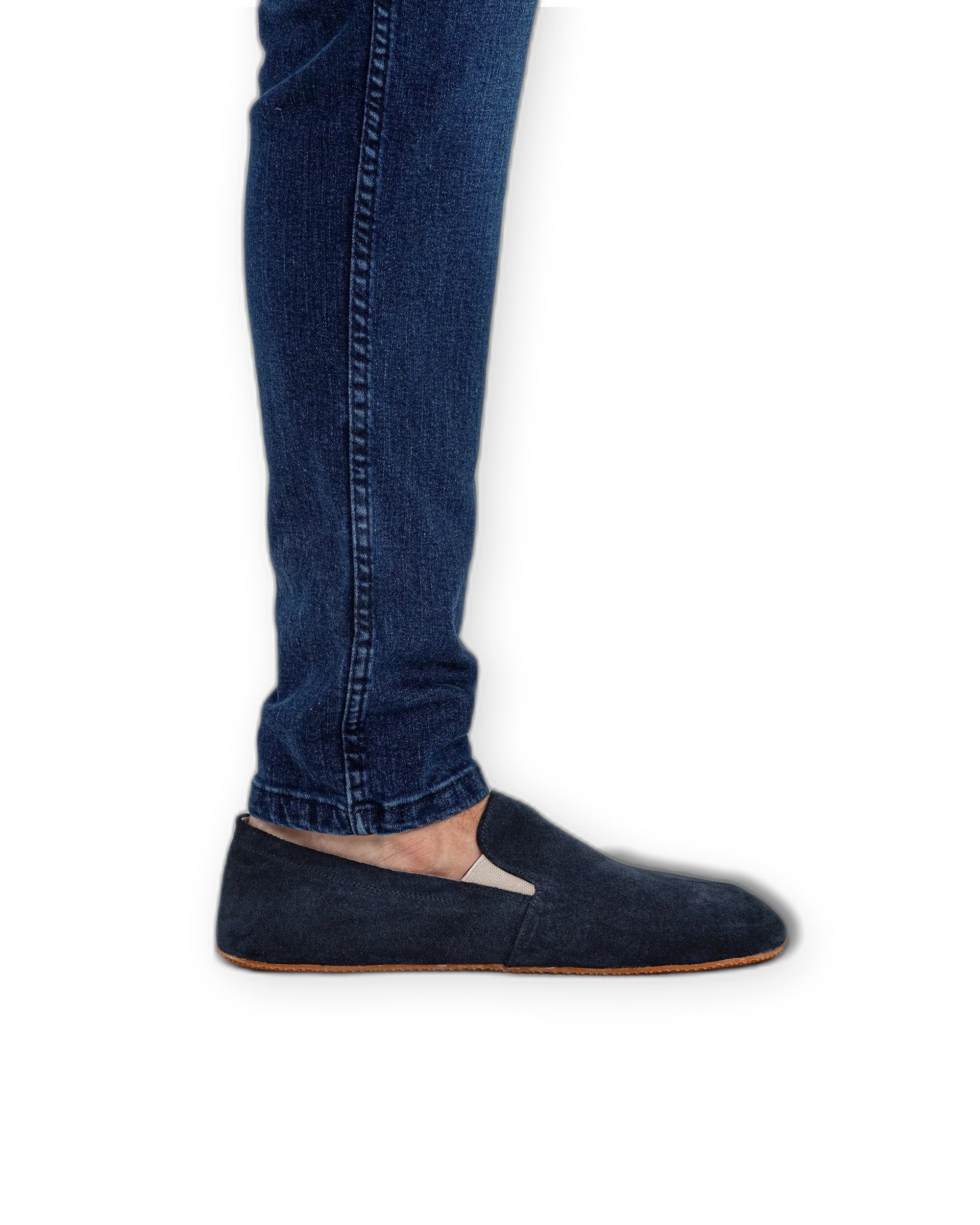 Pair Navy Suede Barefoot Shoes - Barefoot Wide Toe Calf Leather | Bespoky