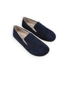 Men's Navy Suede Barefoot Shoes - Handcrafted Calf Leather Wide Toe Box | Bespoky