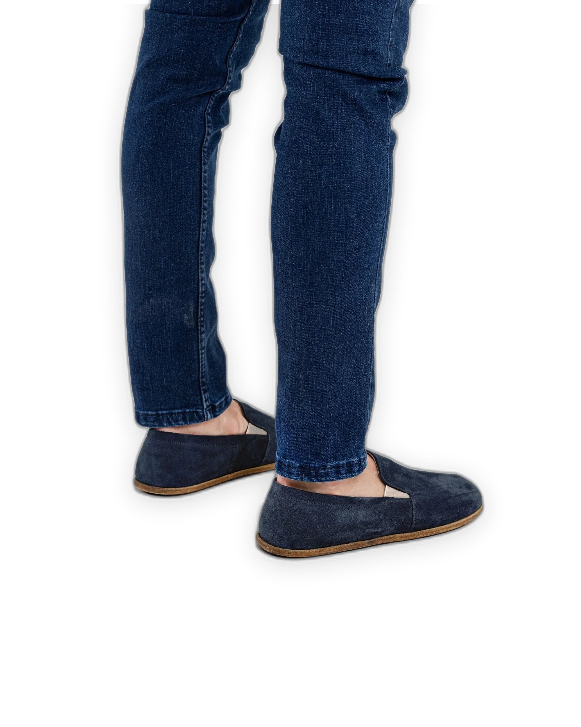 Top view Navy Suede Barefoot Shoes - Handcrafted Calf Leather | Bespoky