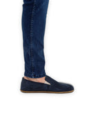 Detail Navy Suede Barefoot Shoes - Handcrafted Calf Leather Turkey | Bespoky