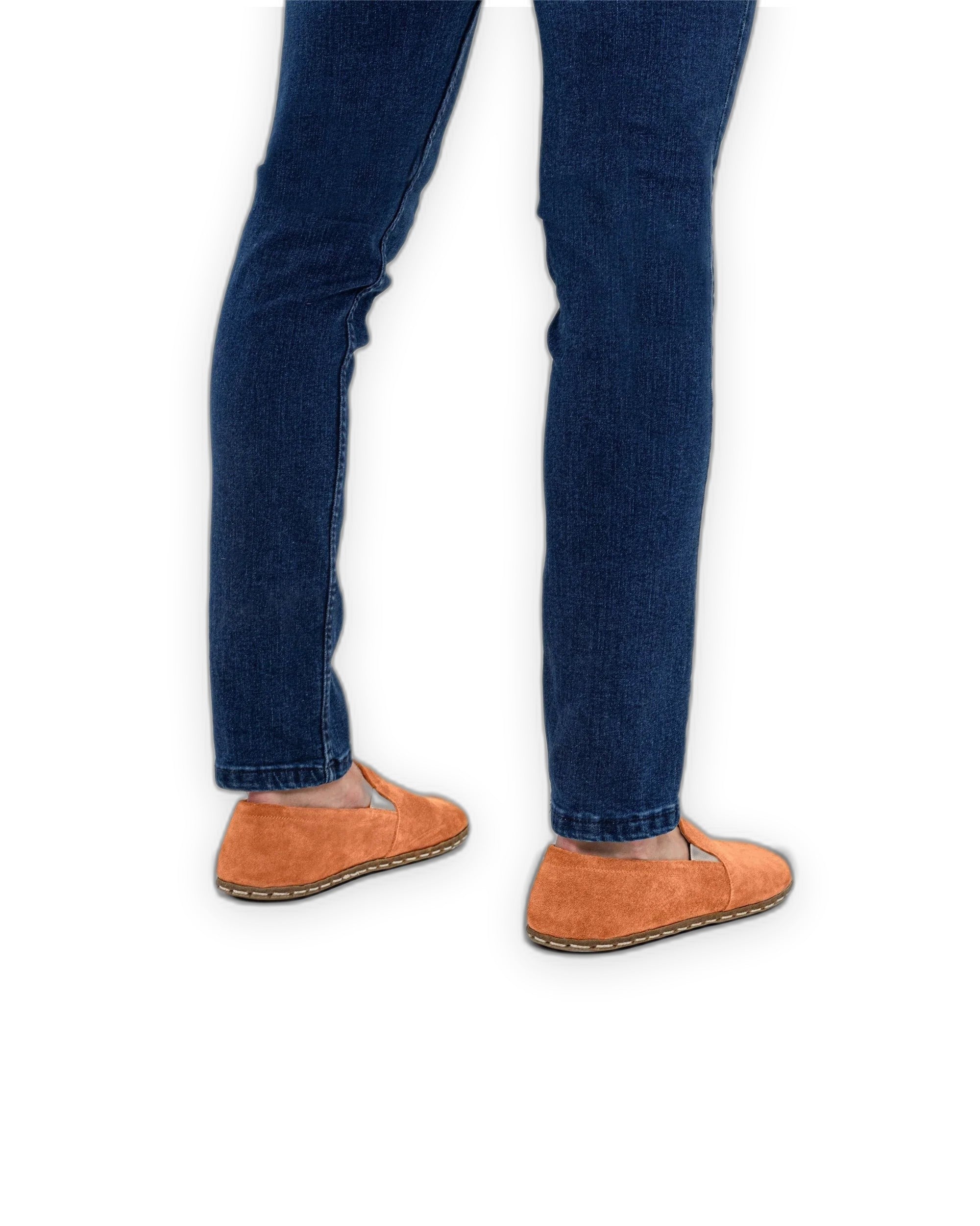 Detail Orange Suede Barefoot Shoes - Handcrafted Calf Leather Turkey | Bespoky