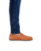 Pair Orange Suede Barefoot Shoes - Barefoot Wide Toe Calf Leather | Bespoky