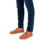 Pair Orange Suede Barefoot Shoes - Barefoot Wide Toe Calf Leather | Bespoky