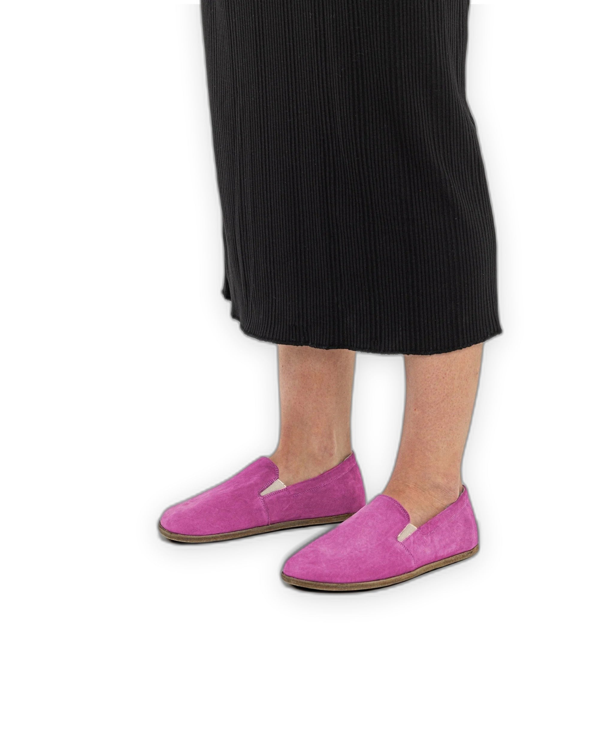 Top view Pink Nubuck Barefoot Shoes - Handcrafted Calf Leather | Bespoky