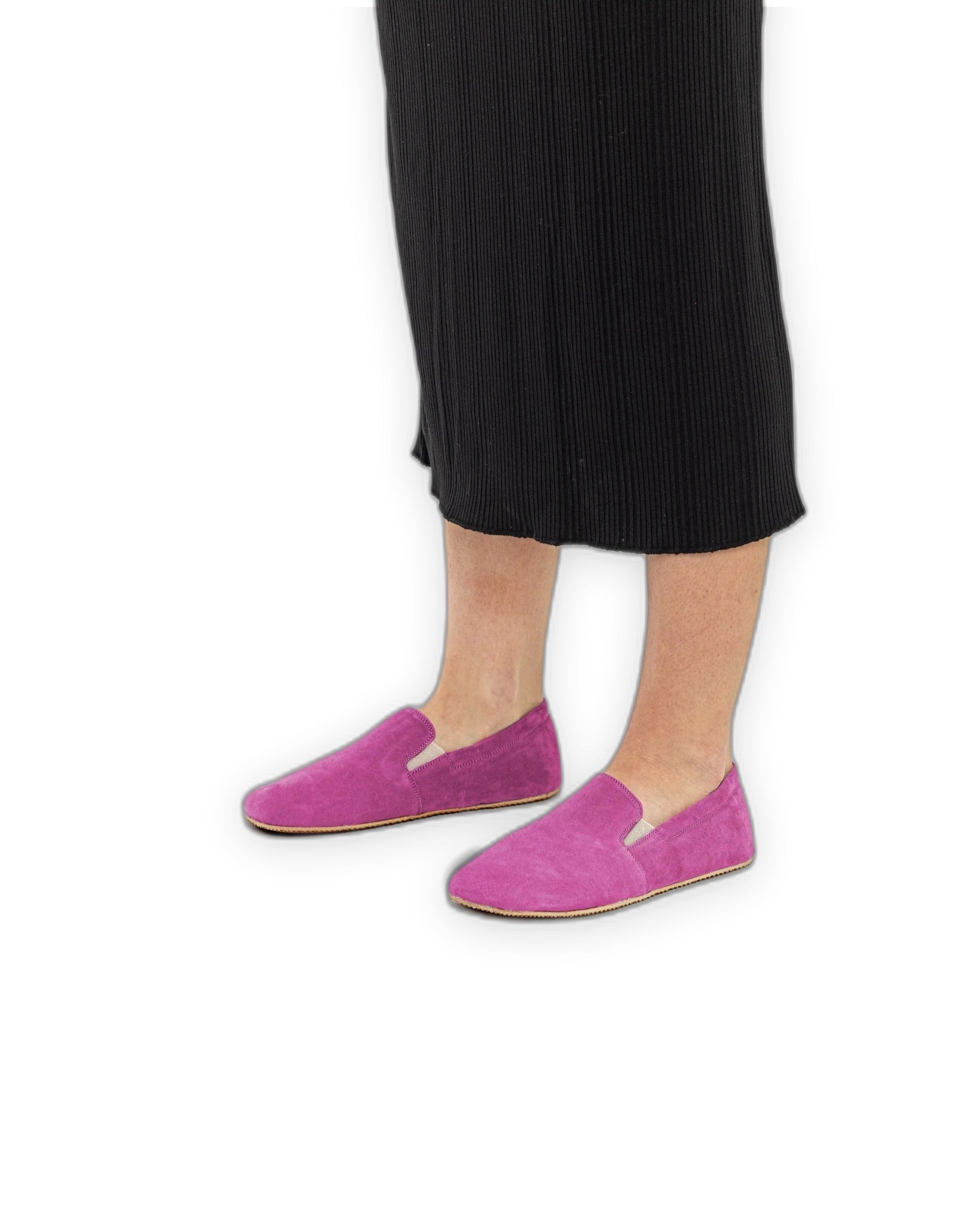 Detail Pink Nubuck Barefoot Shoes - Handcrafted Calf Leather Turkey | Bespoky