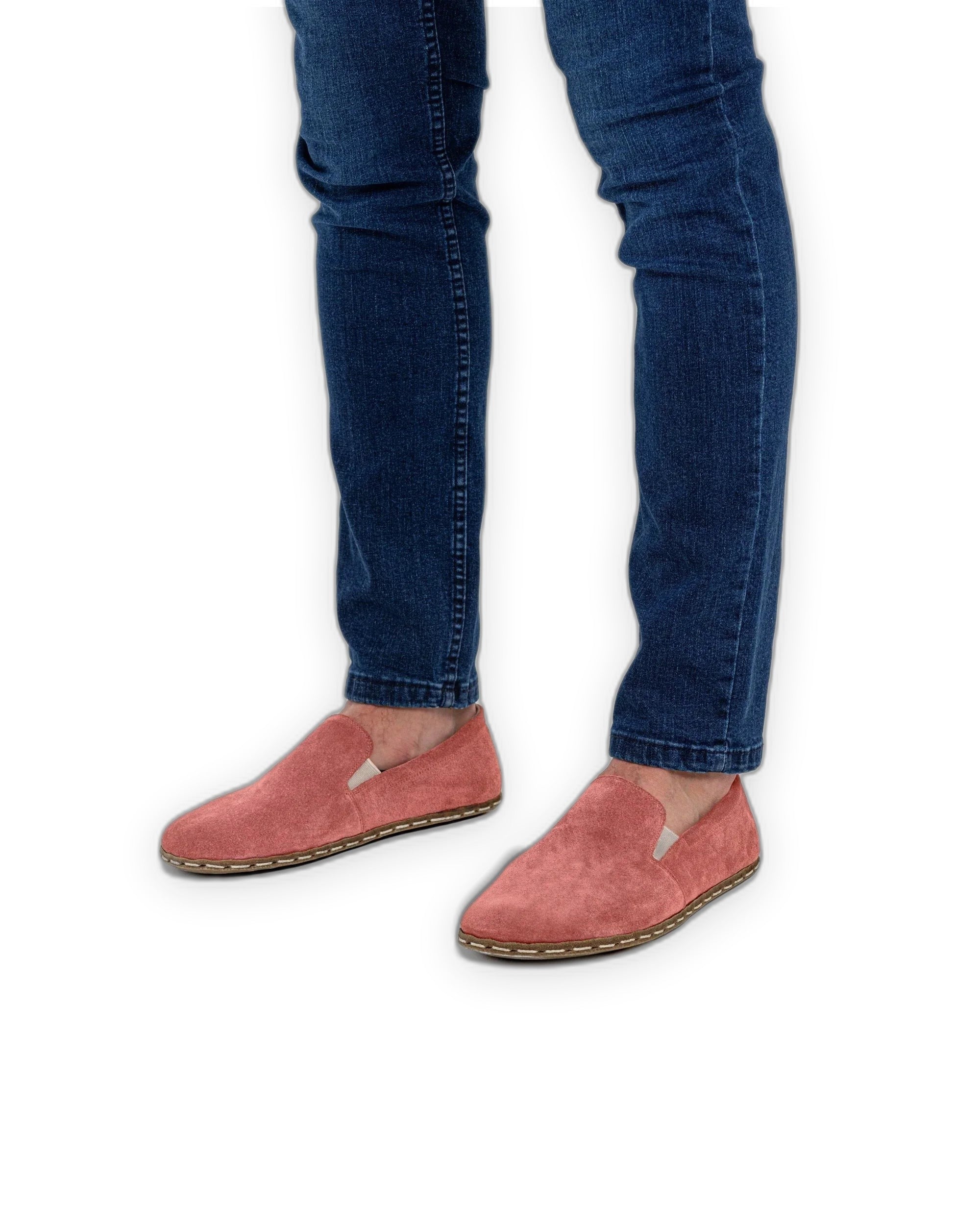 Side view Pink Suede Barefoot Shoes - Calf Leather Zero Drop | Bespoky