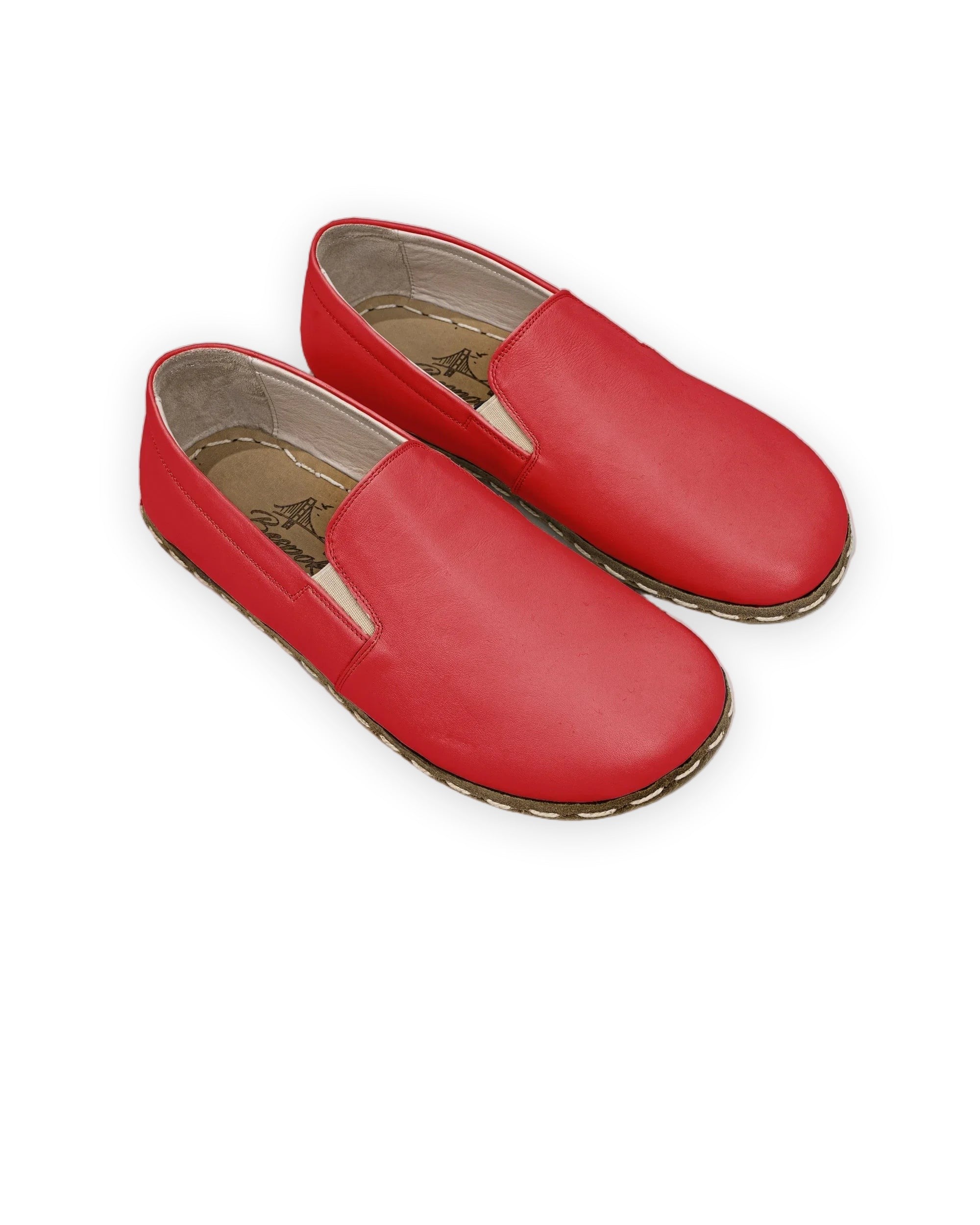 Men's Red Barefoot Shoes - Handcrafted Calf Leather Wide Toe Box | Bespoky