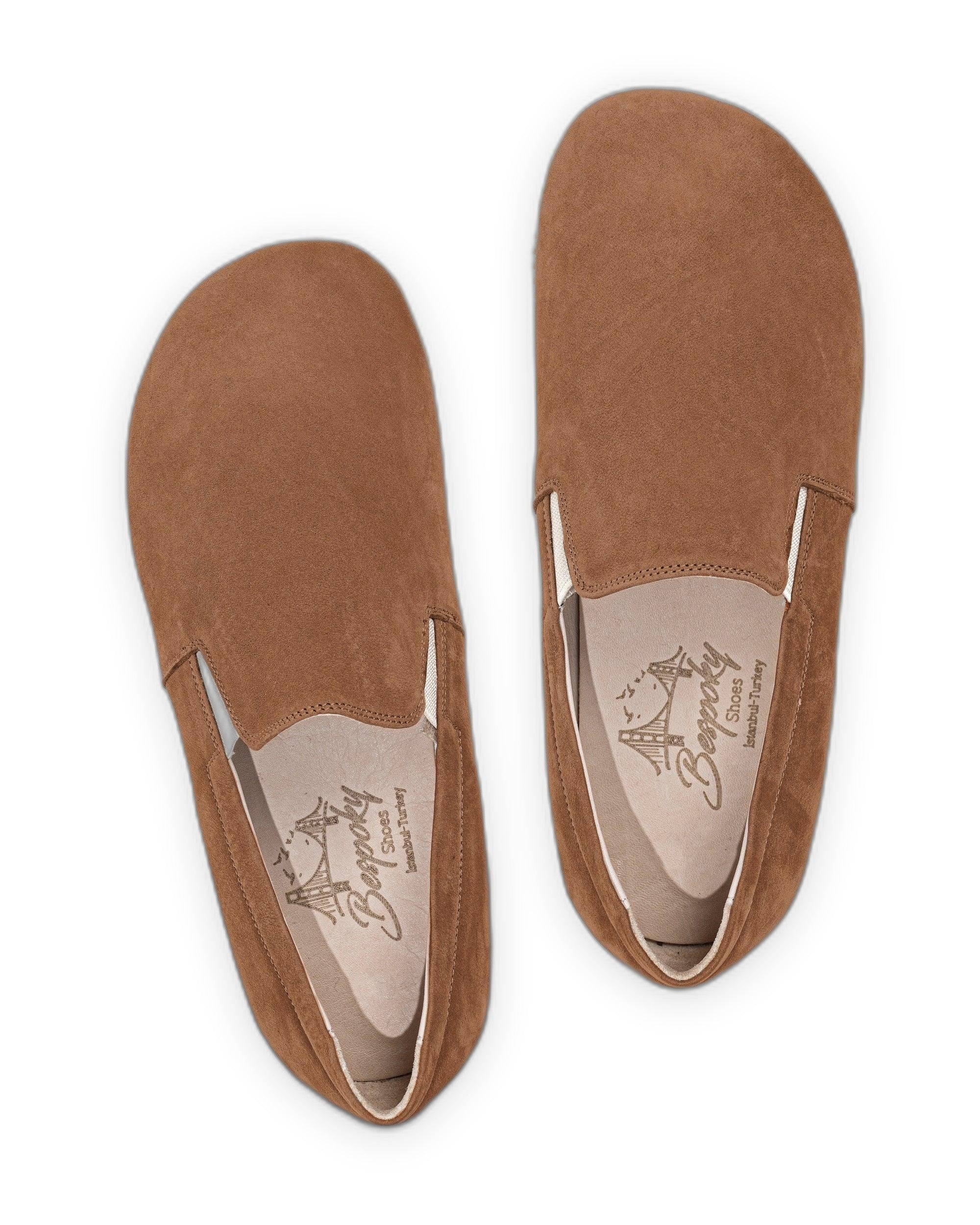 Side view Tan Nubuck Barefoot Shoes - Calf Leather Zero Drop | Bespoky