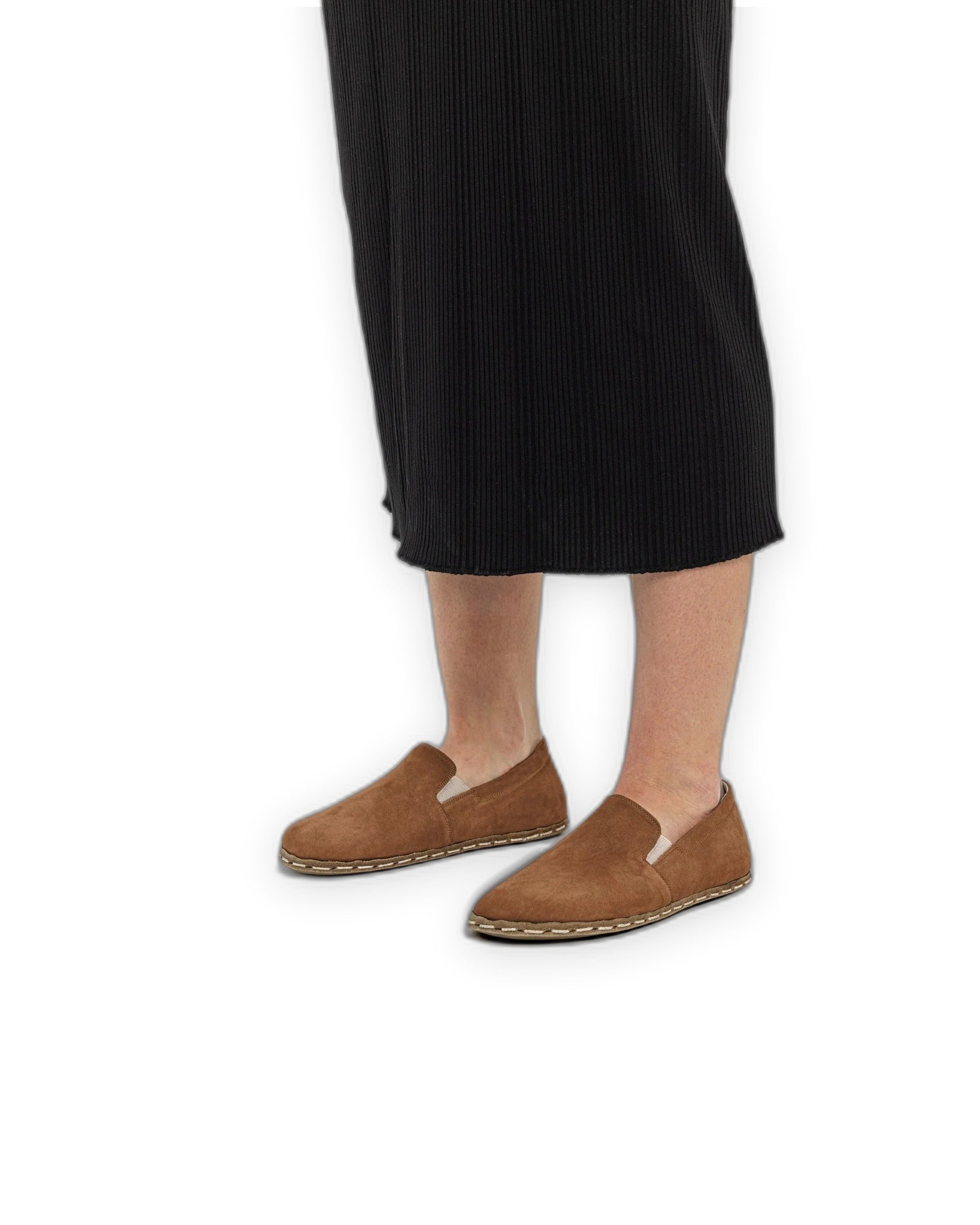 Top view Tan Nubuck Barefoot Shoes - Handcrafted Calf Leather | Bespoky