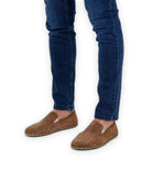 Side view Tan Suede Barefoot Shoes - Calf Leather Zero Drop | Bespoky