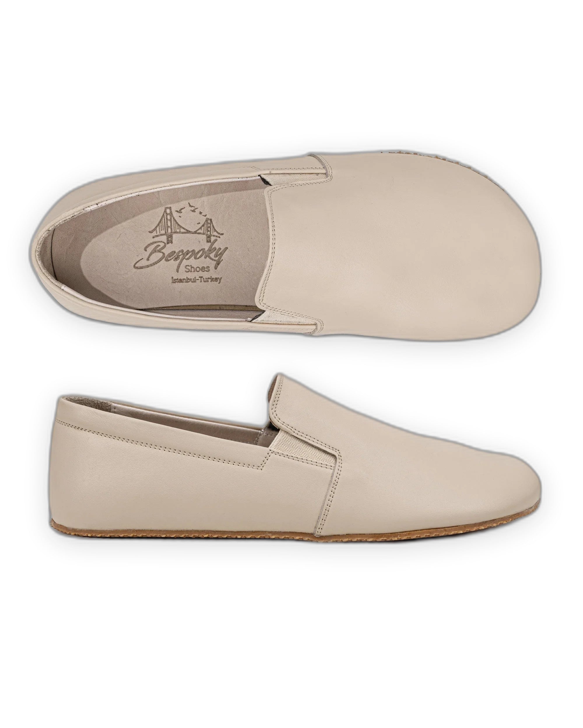 Side view Beige Barefoot Shoes - Calf Leather Zero Drop | Bespoky