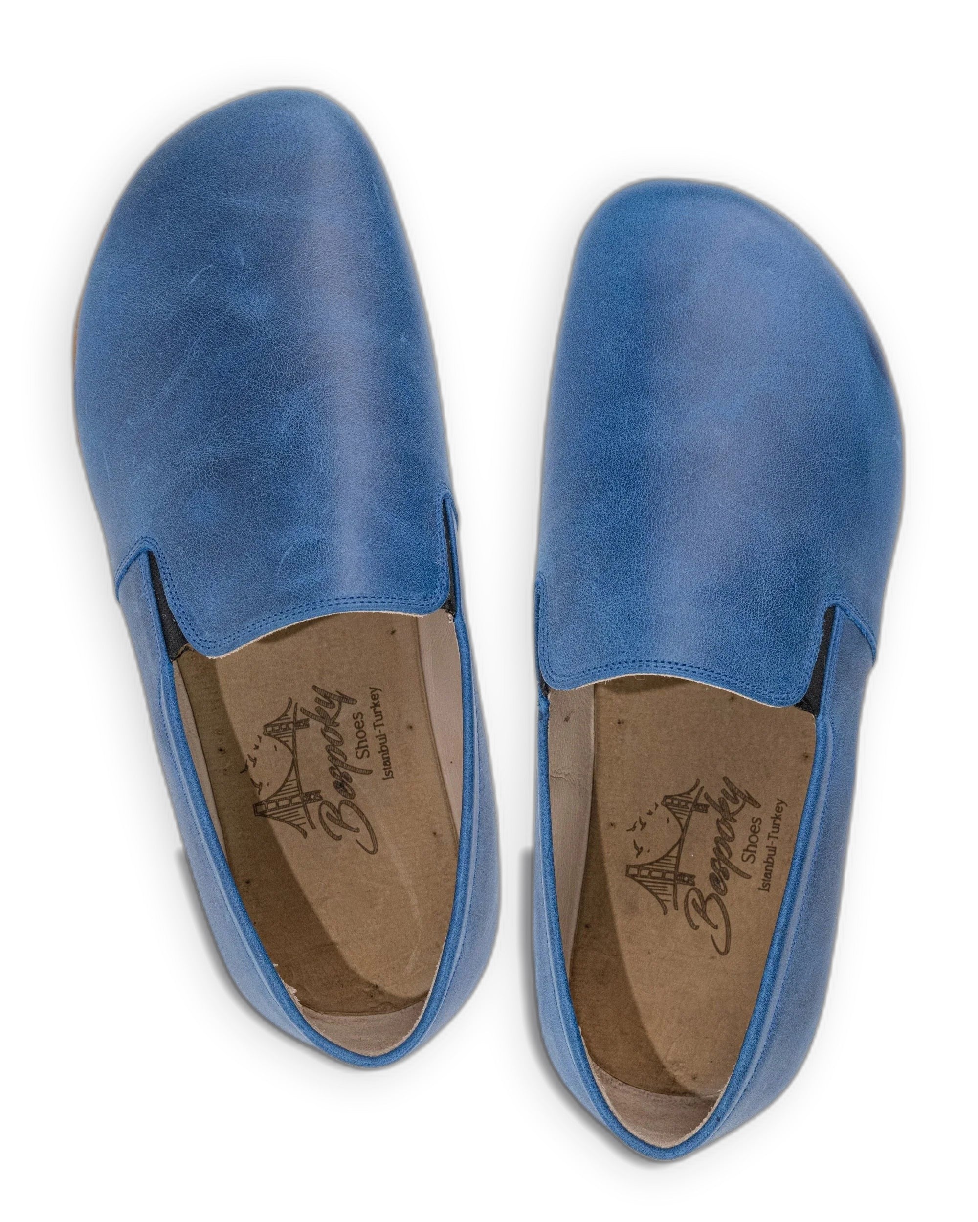 Side view Blue Barefoot Shoes - Calf Leather Zero Drop | Bespoky
