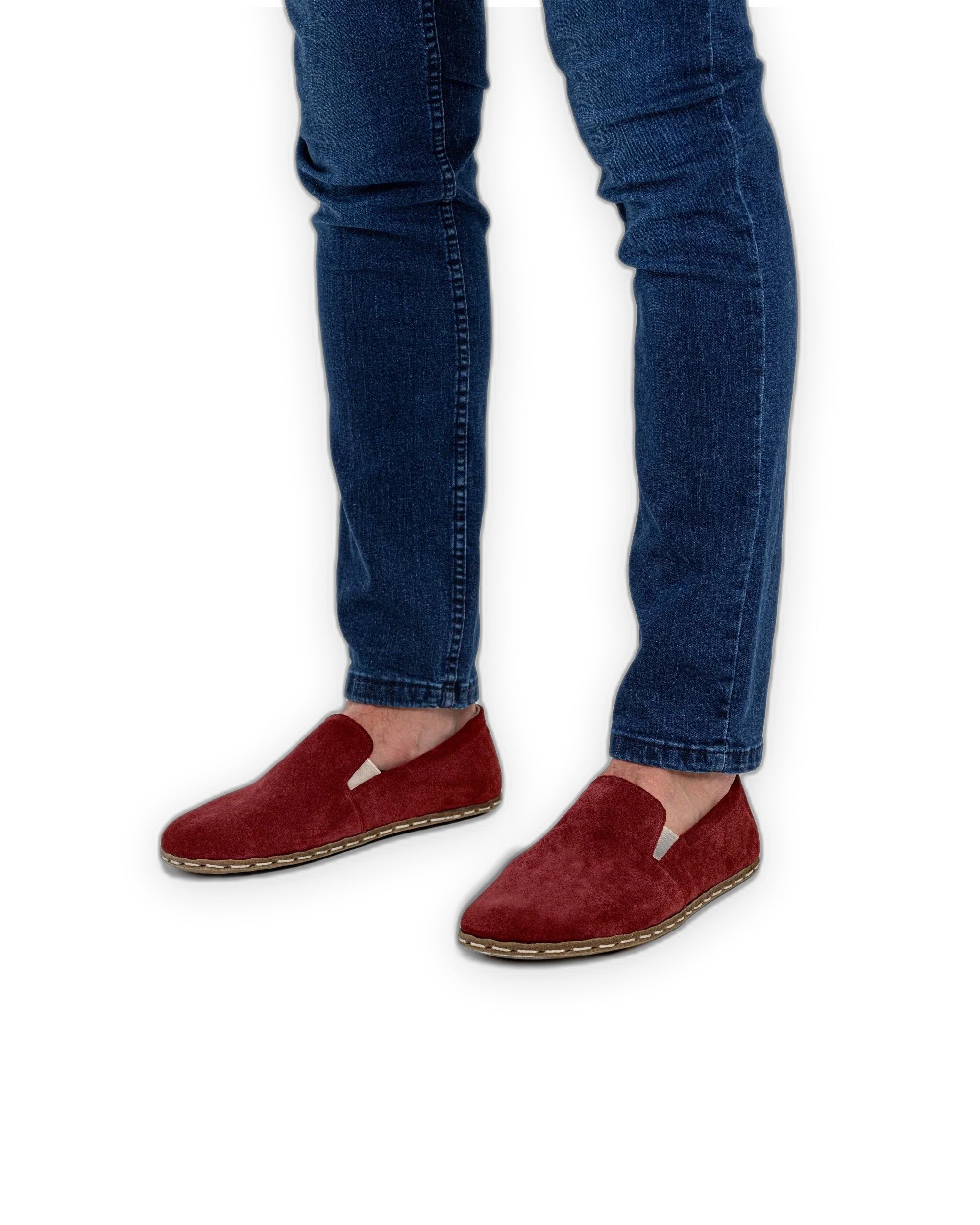 Top view Burgundy Barefoot Shoes - Handcrafted Calf Leather | Bespoky