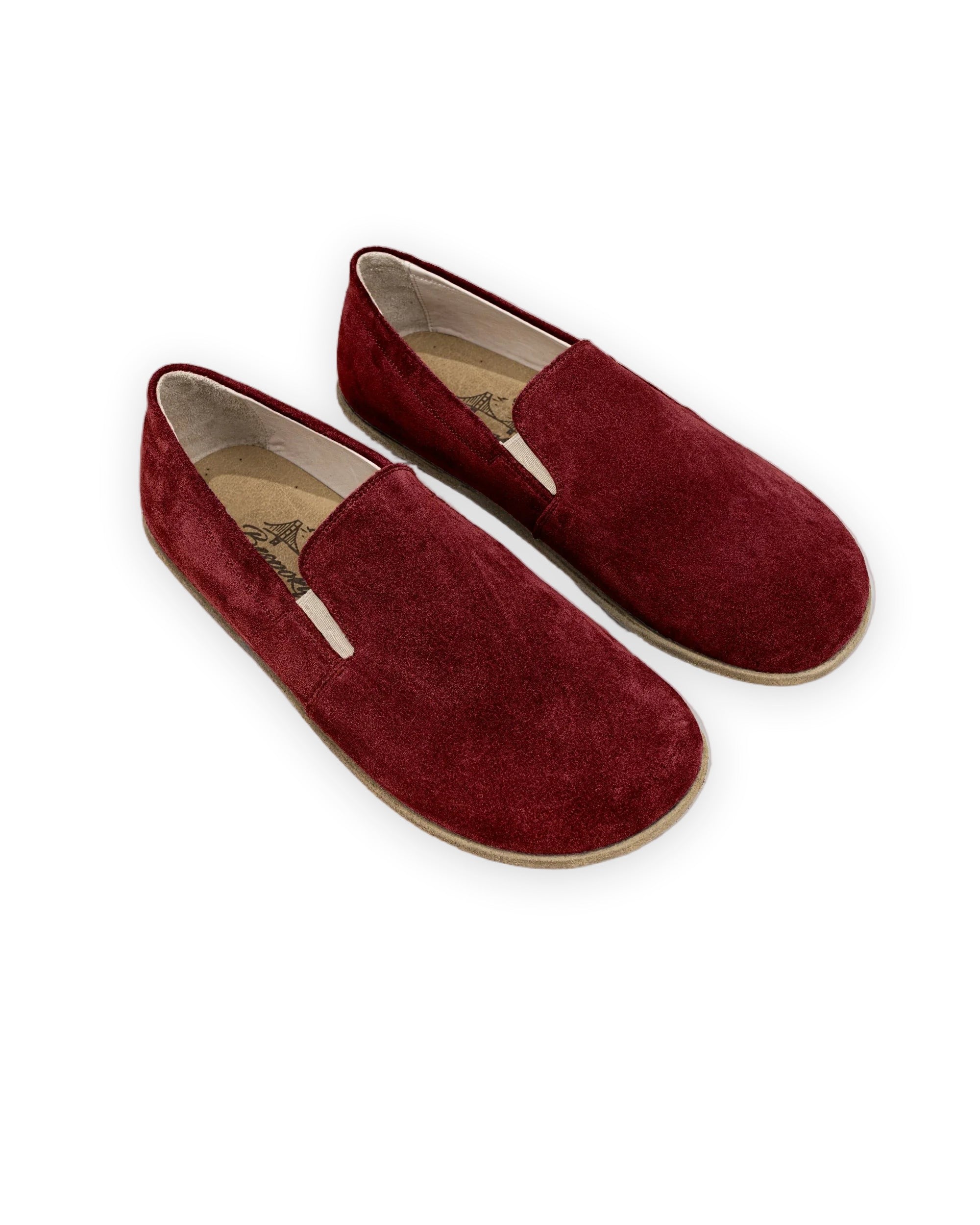 Women's Burgundy Barefoot Shoes - Handcrafted Calf Leather Wide Toe Box | Bespoky
