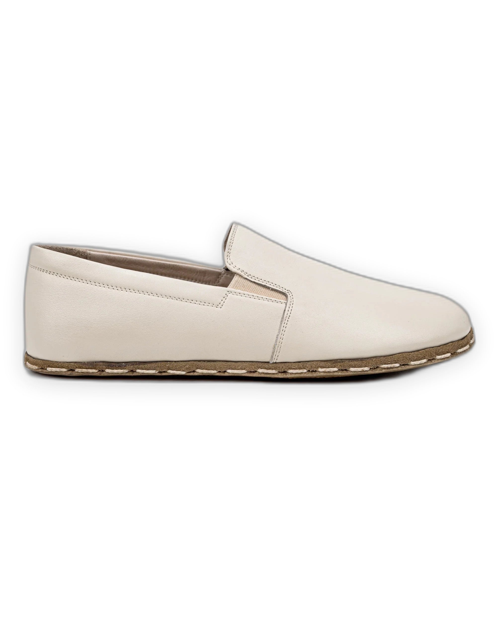 Close-up calf leather - Cream Barefoot Shoes Detail | Bespoky