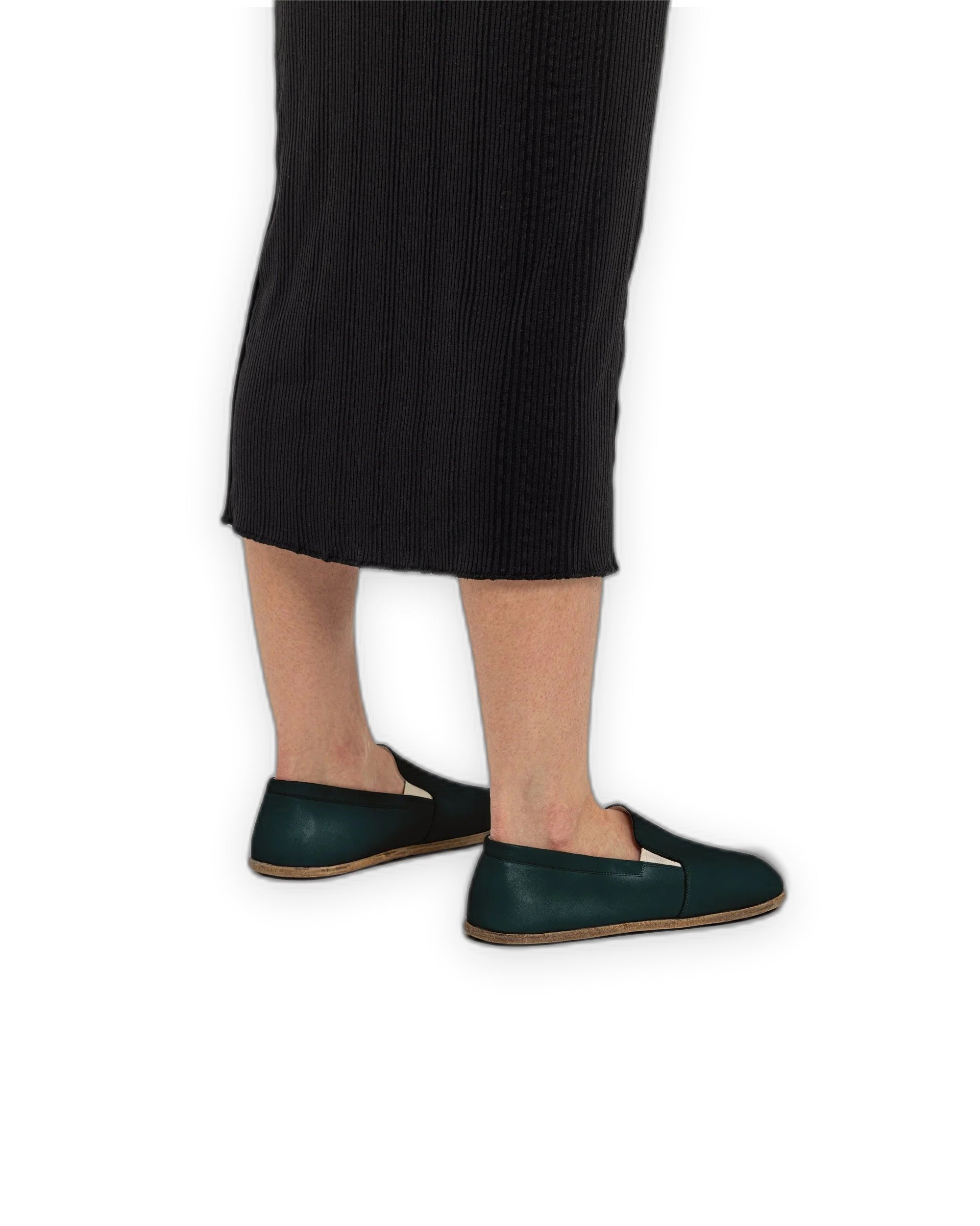 Detail Dark Green Barefoot Shoes - Handcrafted Calf Leather Turkey | Bespoky