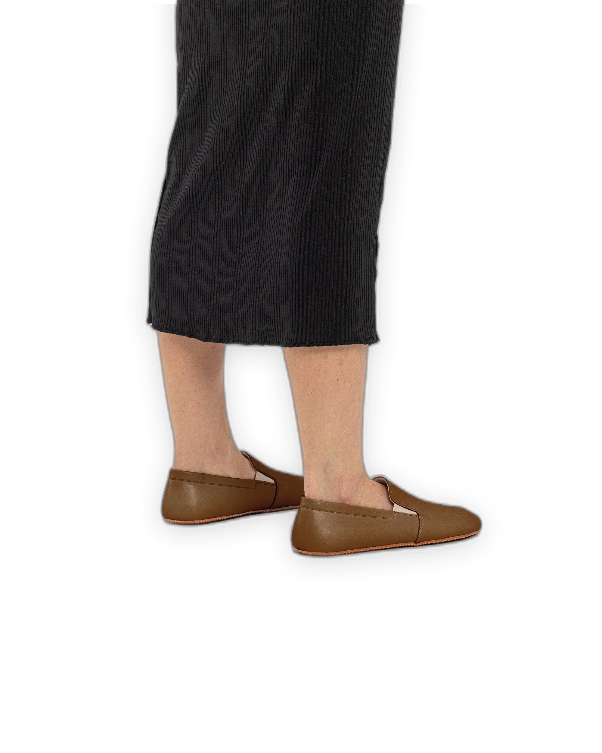 Detail Dark Tan Barefoot Shoes - Handcrafted Calf Leather Turkey | Bespoky
