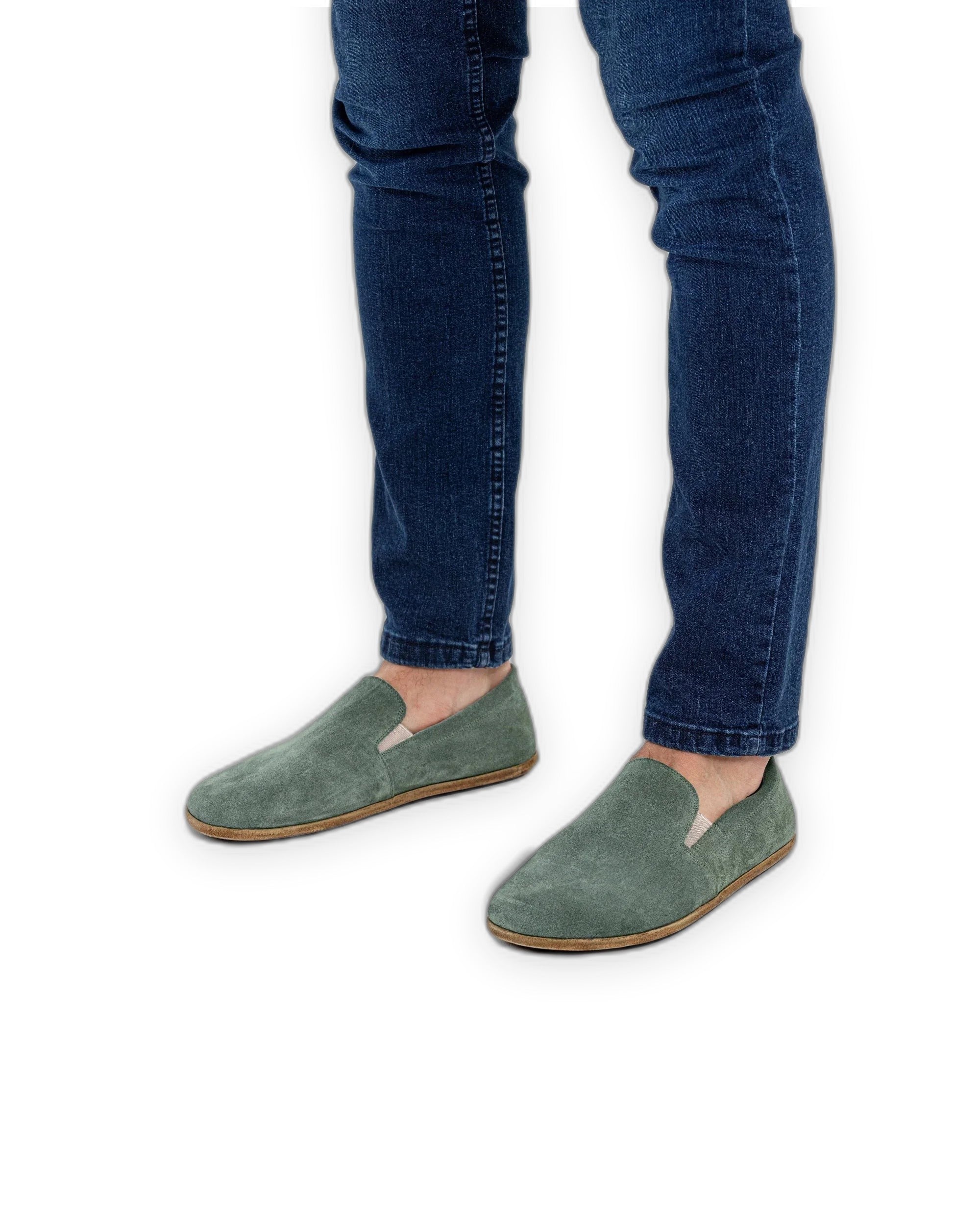 Side view Green Barefoot Shoes - Calf Leather Zero Drop | Bespoky