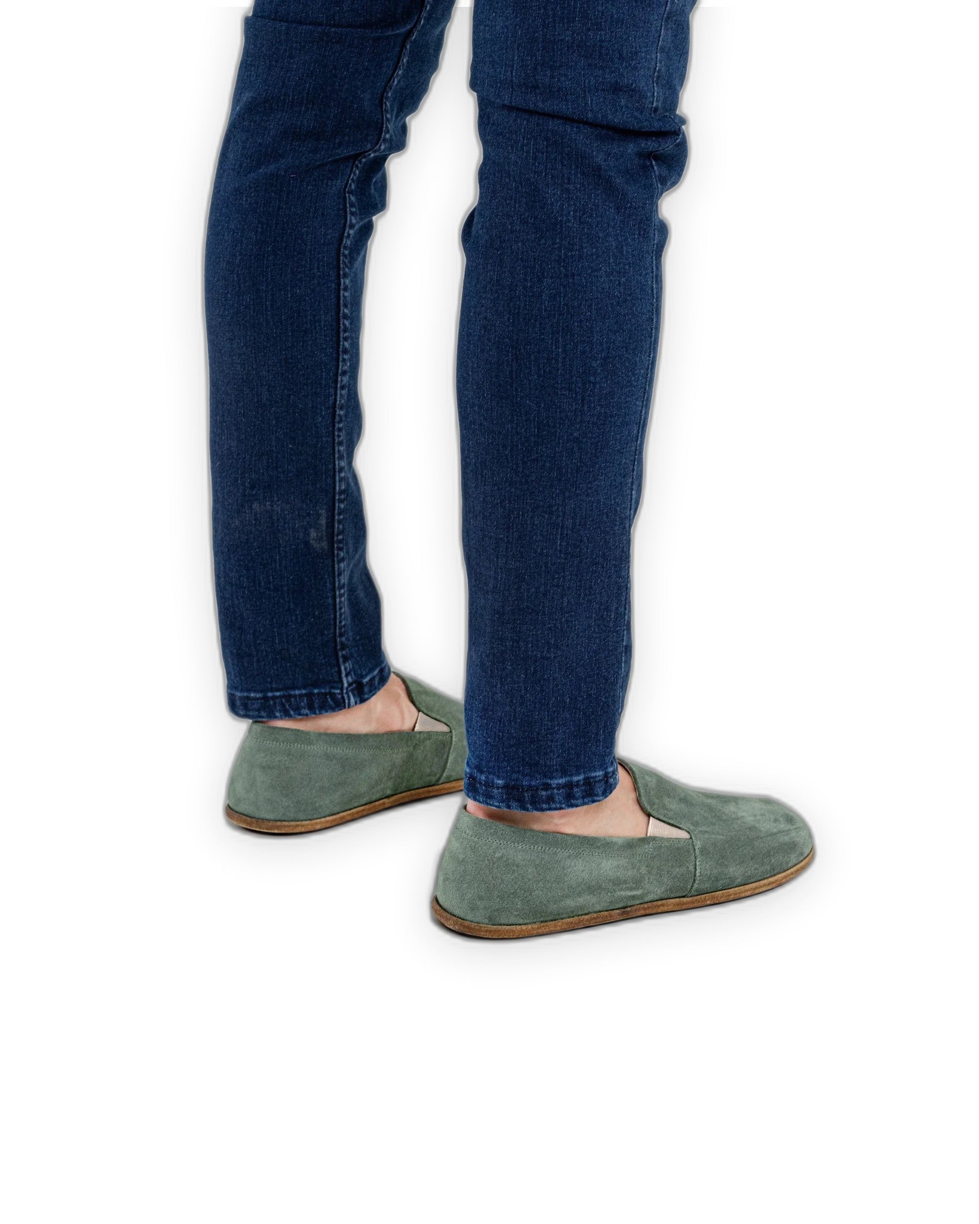 Top view Green Barefoot Shoes - Handcrafted Calf Leather | Bespoky