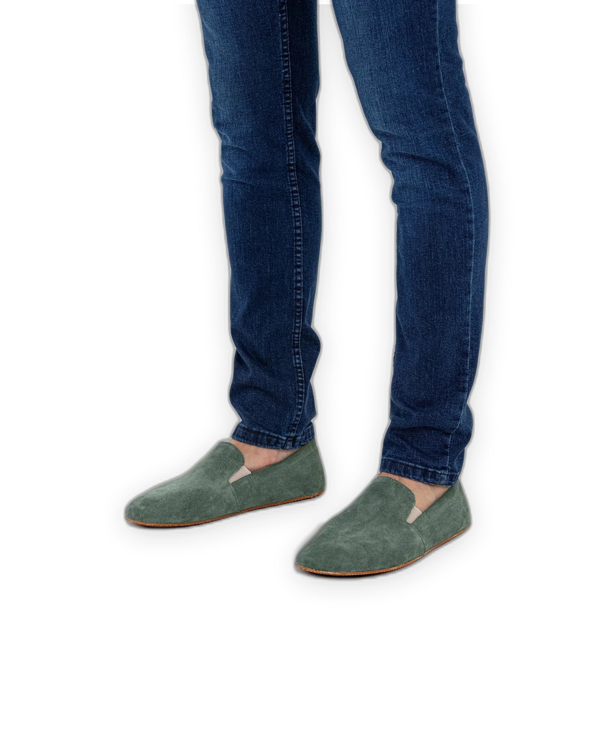 Top view Green Barefoot Shoes - Handcrafted Calf Leather | Bespoky