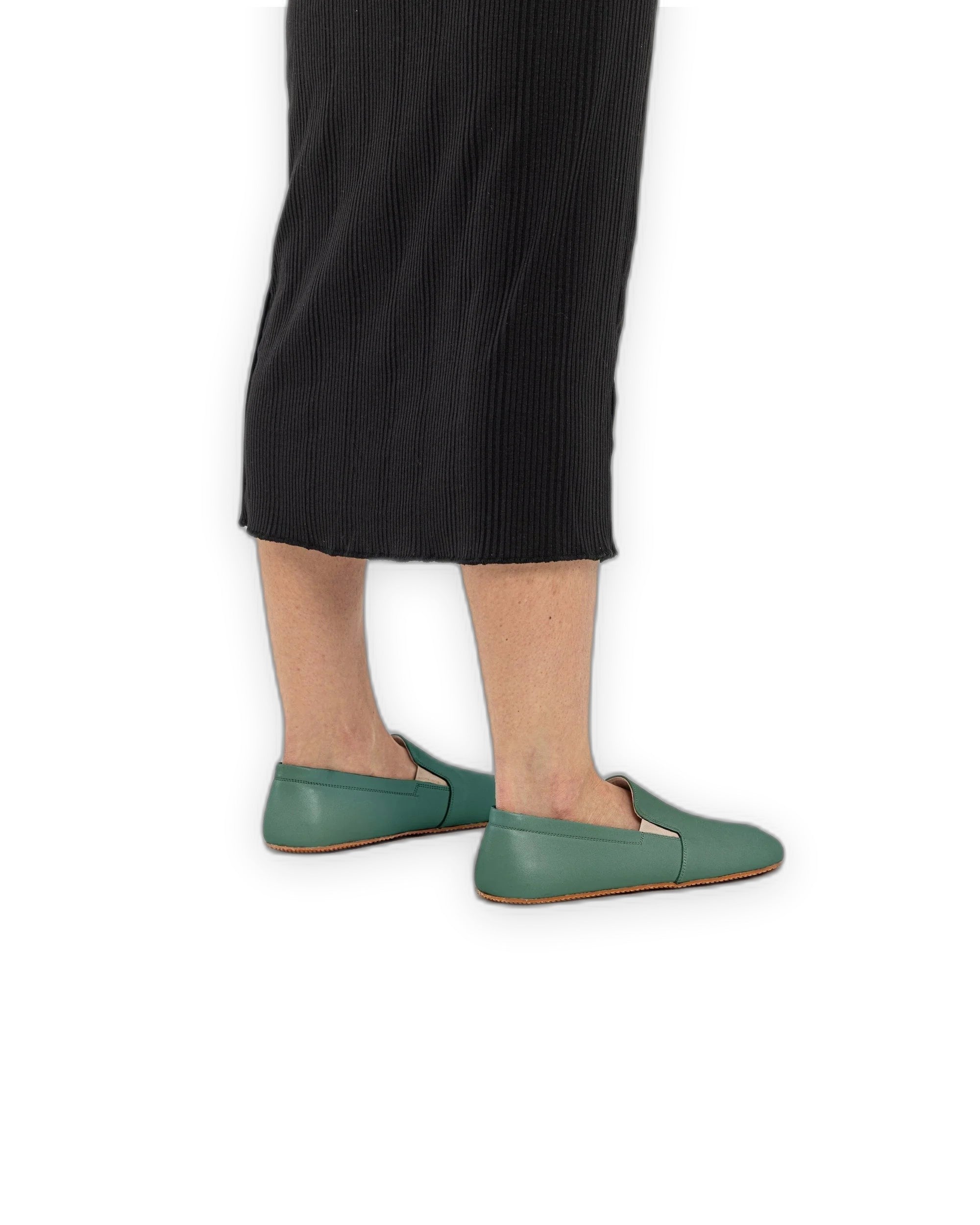 Close-up calf leather - Green Barefoot Shoes Detail | Bespoky