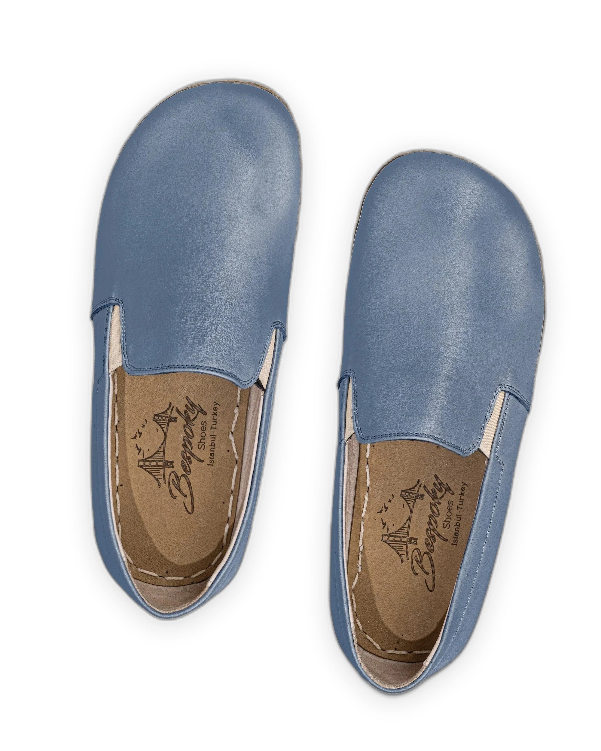 Side view Jean Blue Barefoot Shoes - Calf Leather Zero Drop | Bespoky