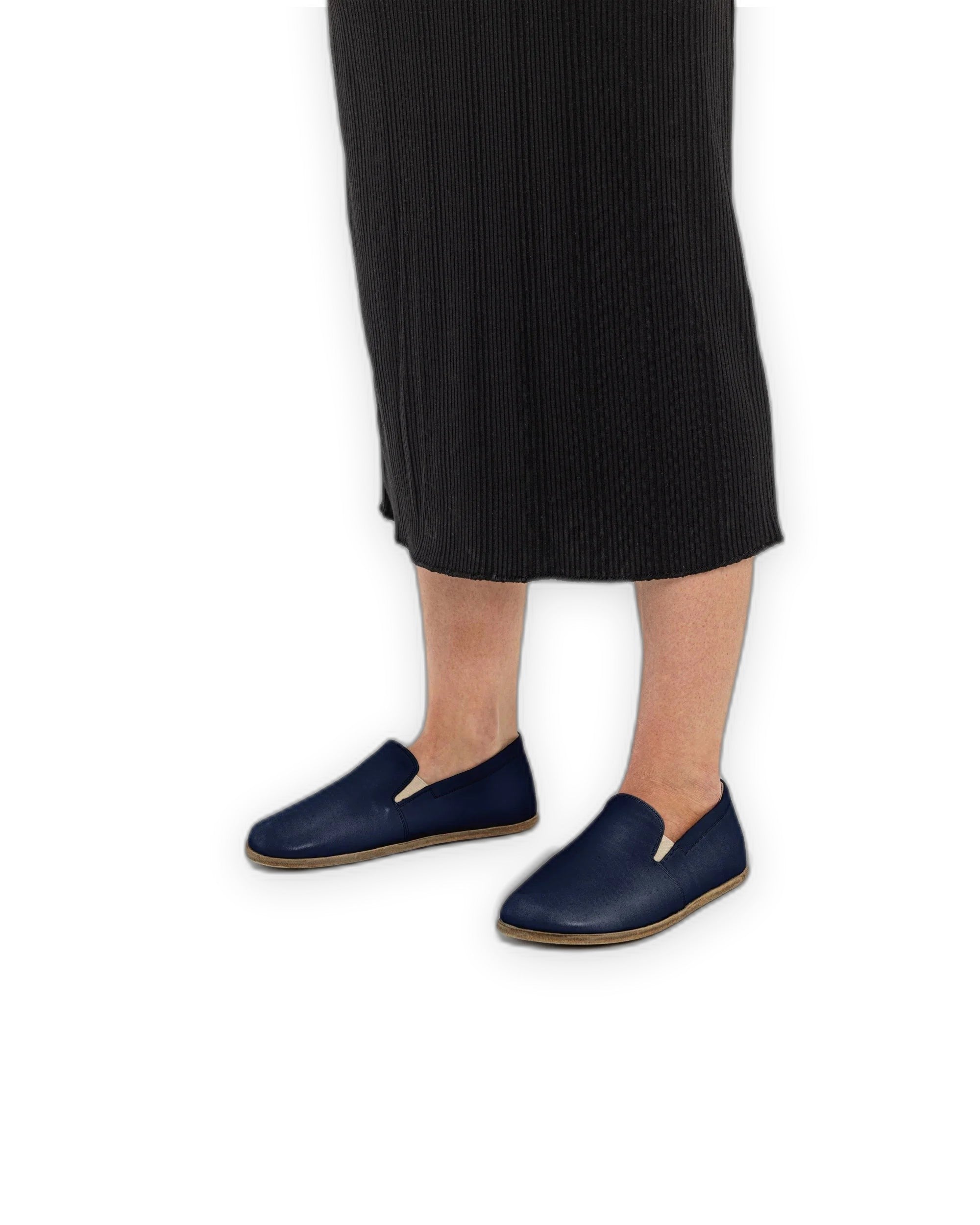 Top view Navy Blue Barefoot Shoes - Handcrafted Calf Leather | Bespoky