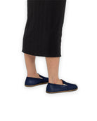 Detail Navy Blue Barefoot Shoes - Handcrafted Calf Leather Turkey | Bespoky