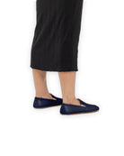 Detail Navy Blue Barefoot Shoes - Handcrafted Calf Leather Turkey | Bespoky