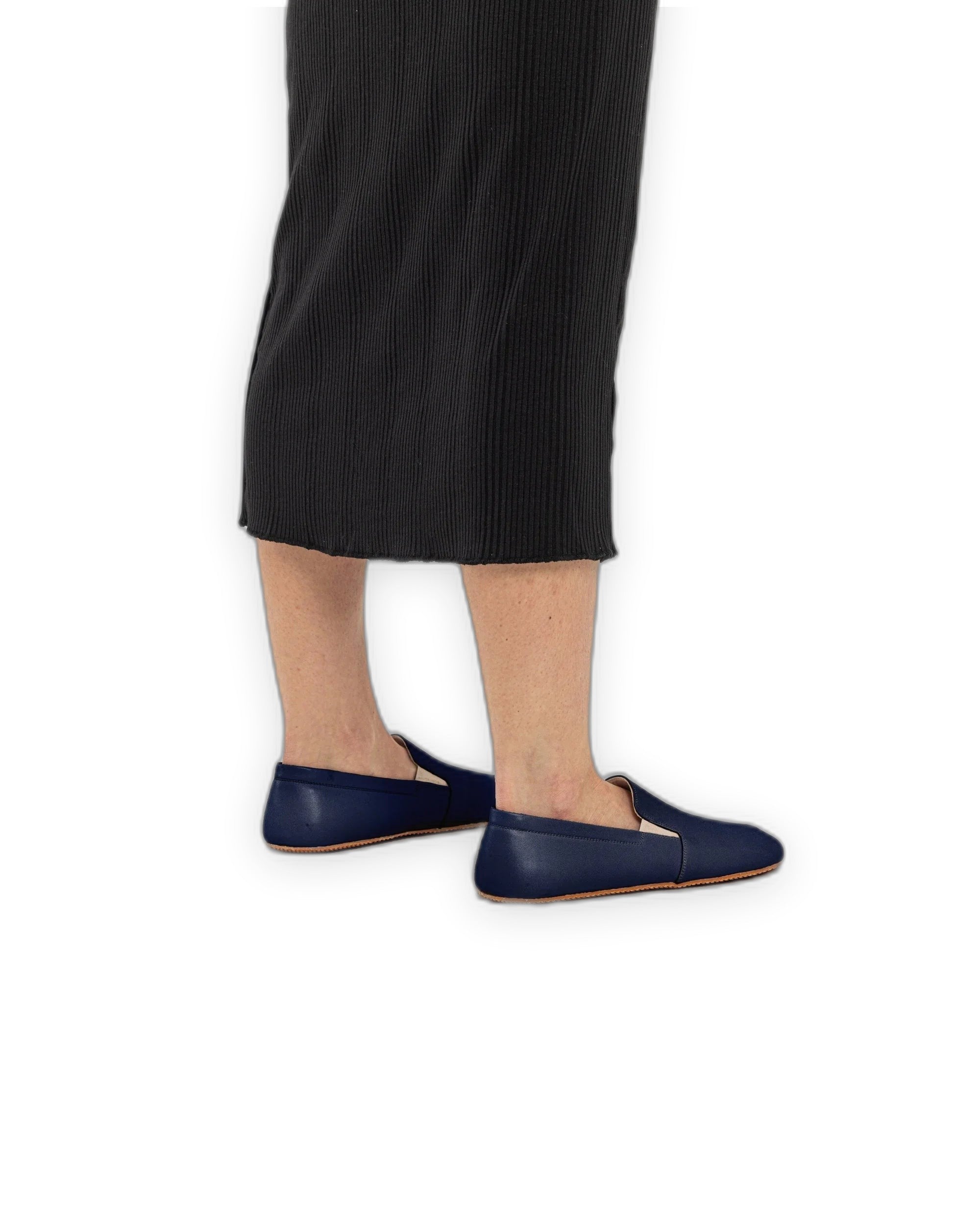 Detail Navy Blue Barefoot Shoes - Handcrafted Calf Leather Turkey | Bespoky