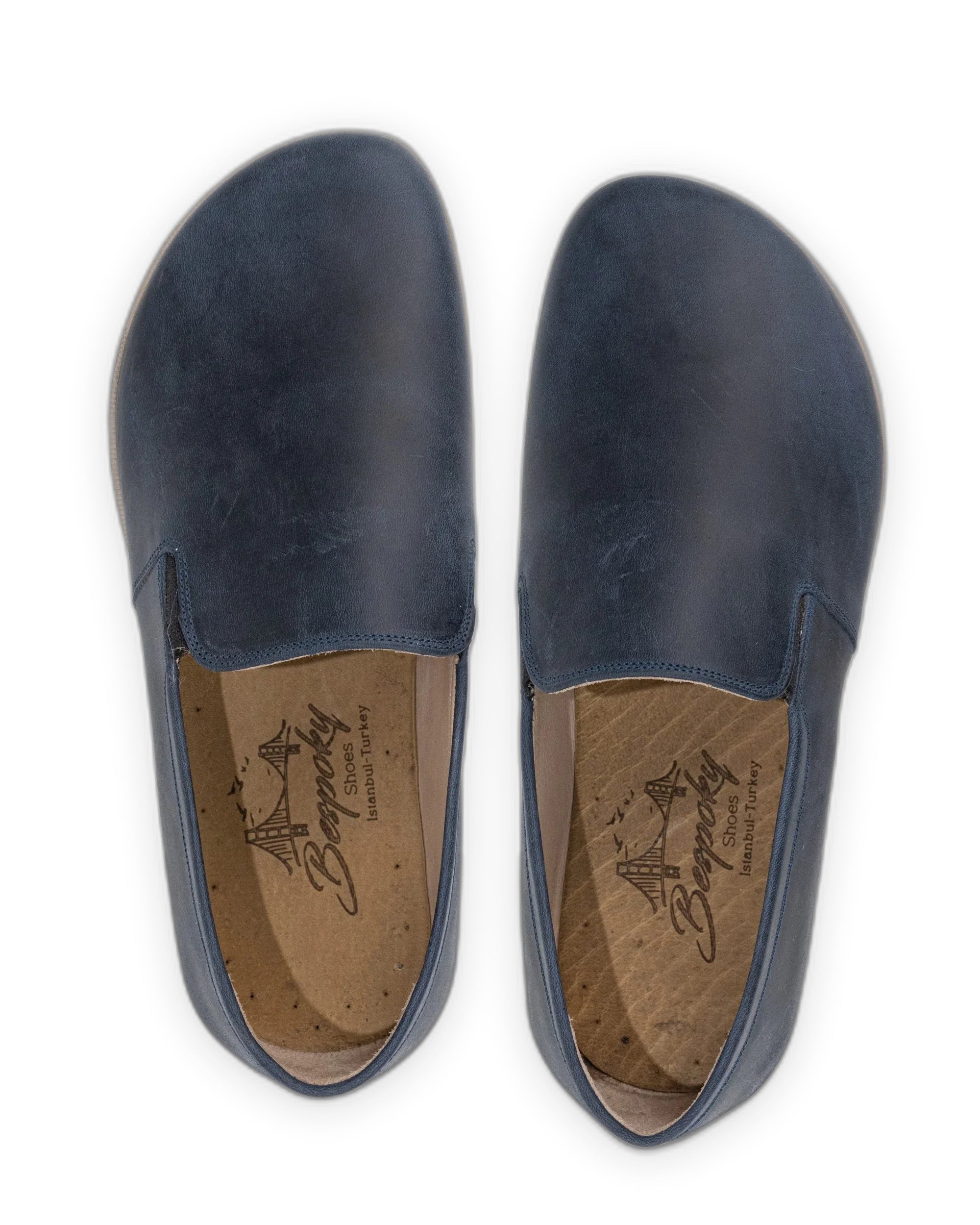 Side view Navy Barefoot Shoes - Calf Leather Zero Drop | Bespoky