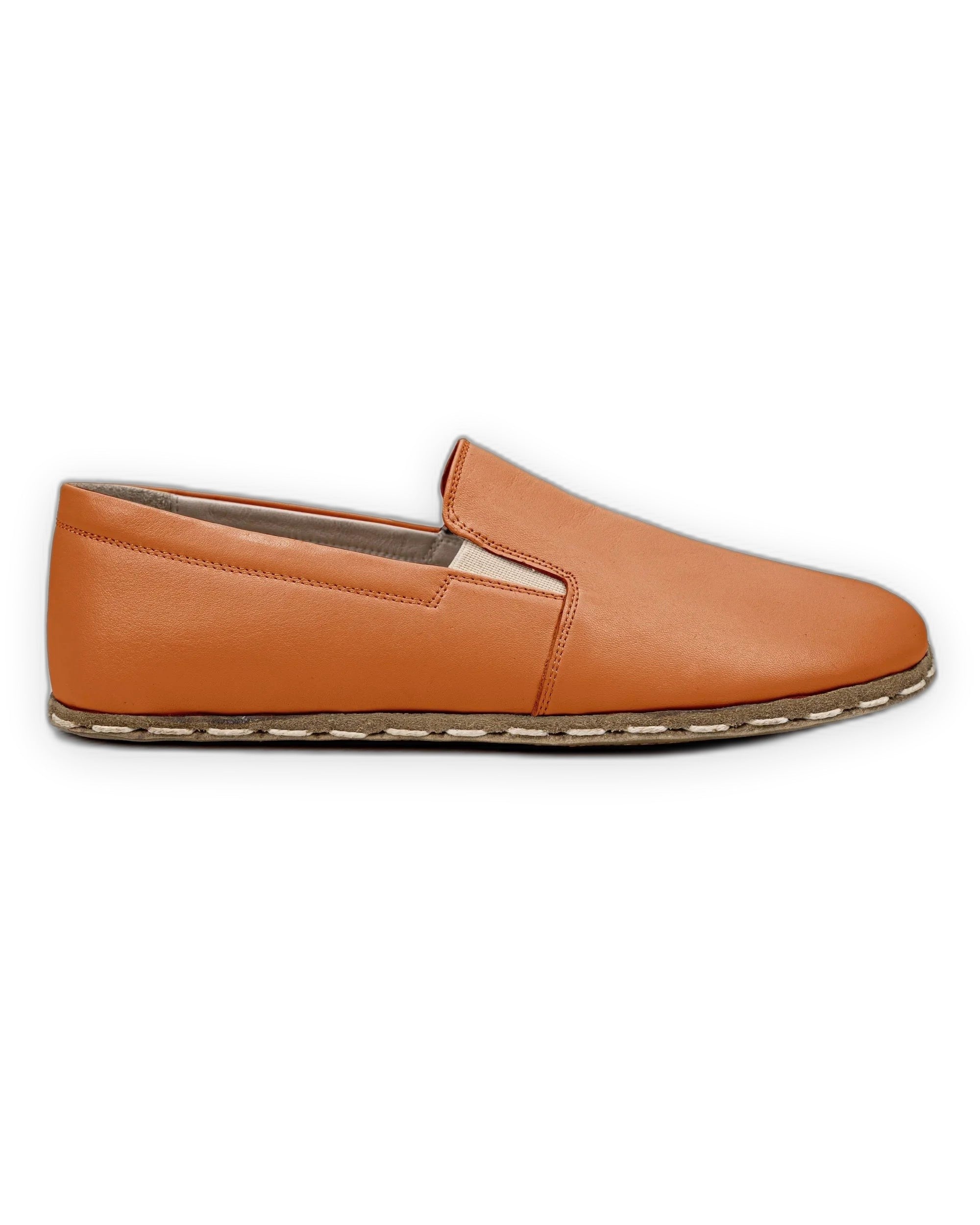 Pair Orange Barefoot Shoes - Barefoot Wide Toe Calf Leather | Bespoky