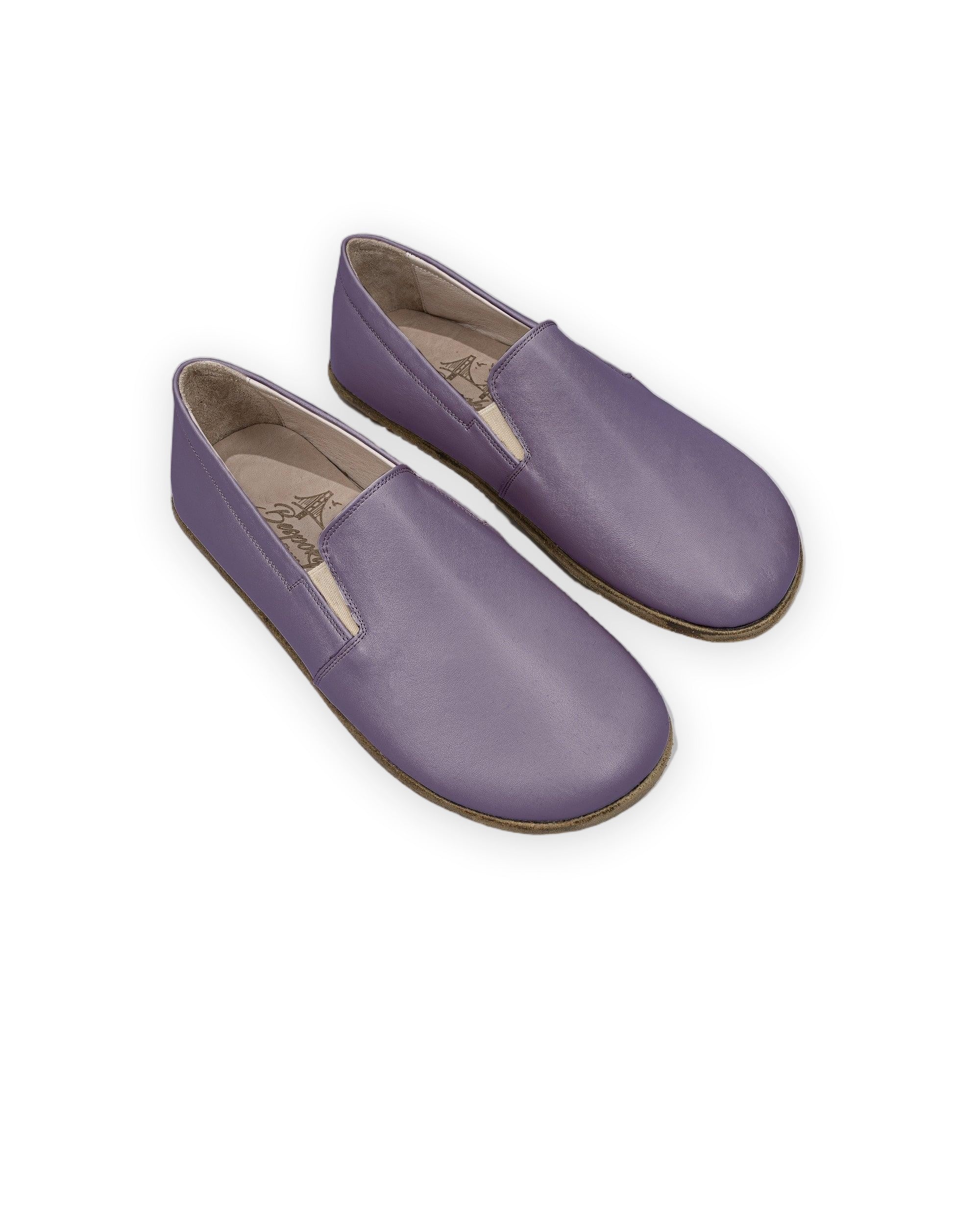 Women's Purple Barefoot Shoes - Handcrafted Calf Leather Wide Toe Box | Bespoky