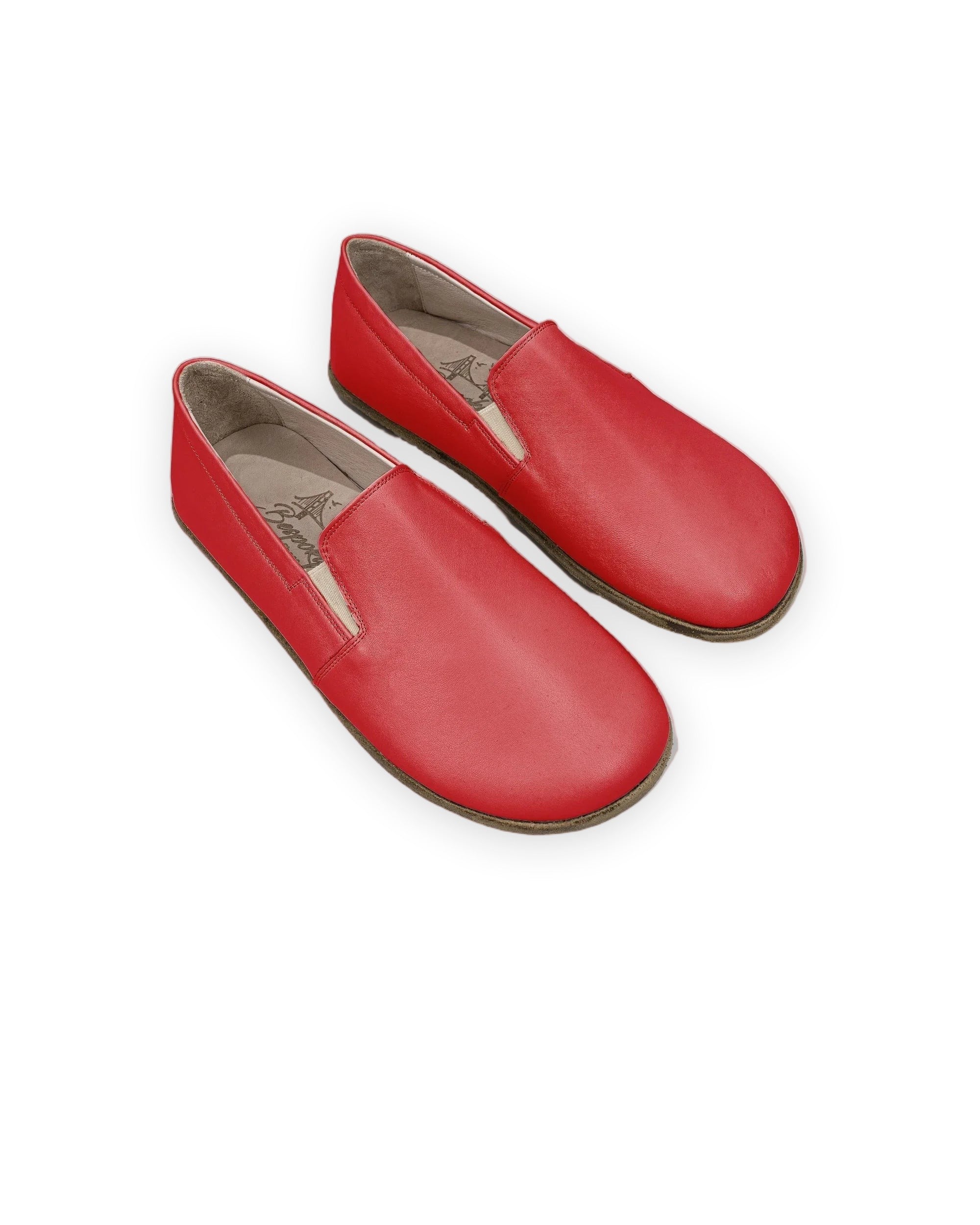 Women's Red Barefoot Shoes - Handcrafted Calf Leather Wide Toe Box | Bespoky