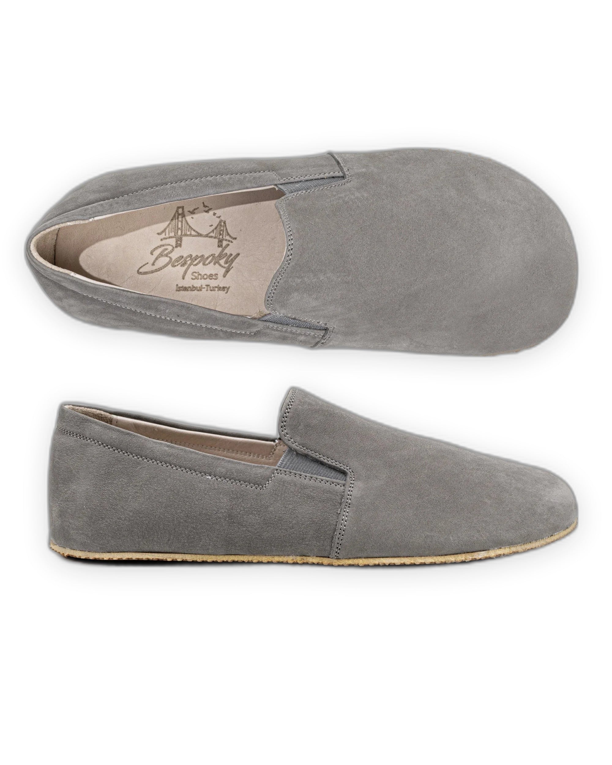 Top view Smoked Barefoot Shoes - Handcrafted Calf Leather | Bespoky