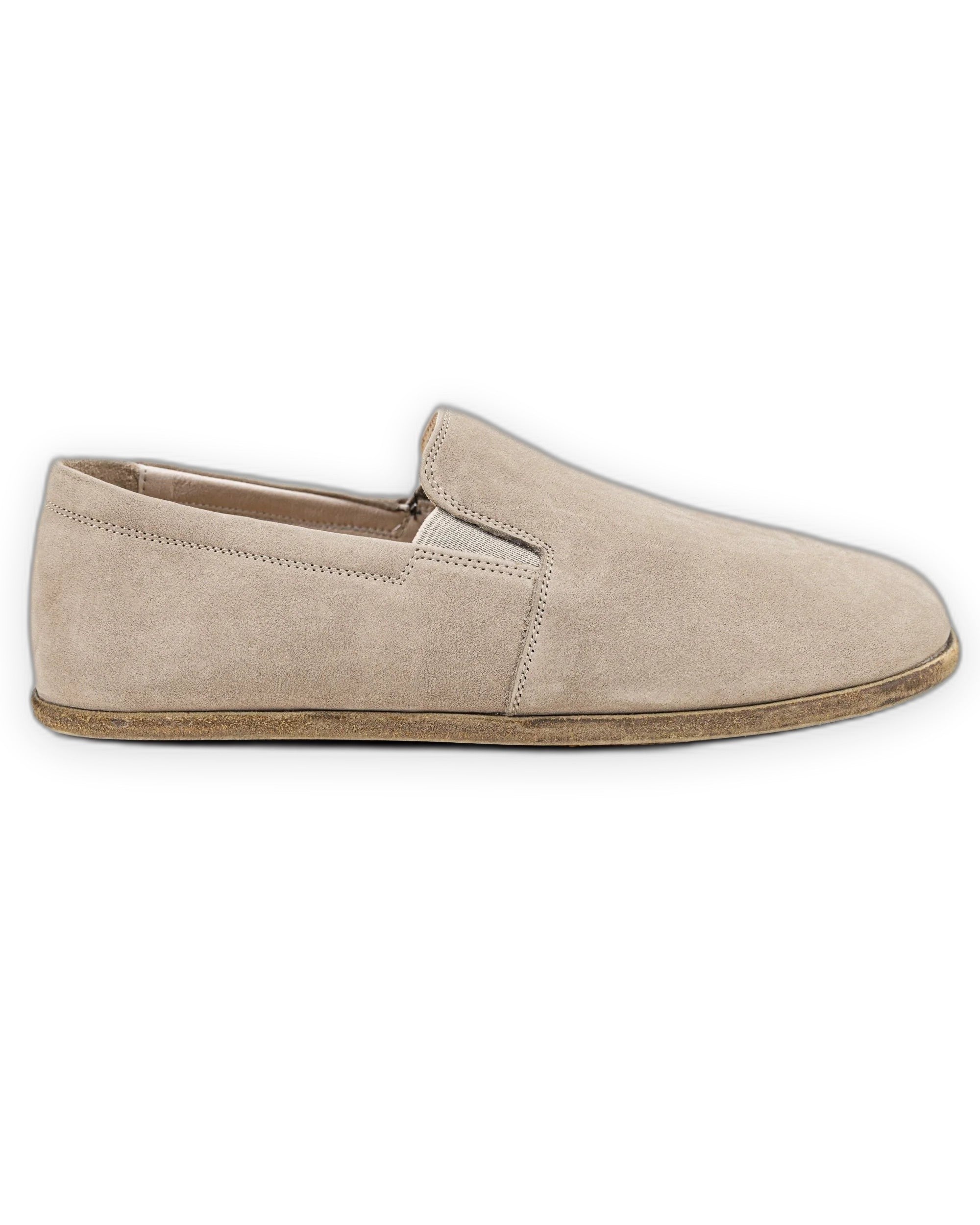 Side view Beige Nubuck Barefoot Shoes - Calf Leather Zero Drop | Bespoky
