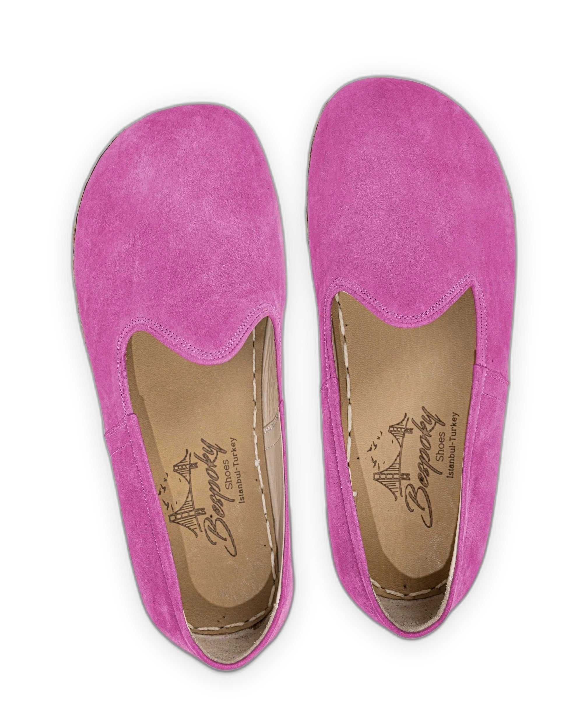 Side view Pink Nubuck Barefoot Yemeni - Calf Leather Zero Drop | Bespoky