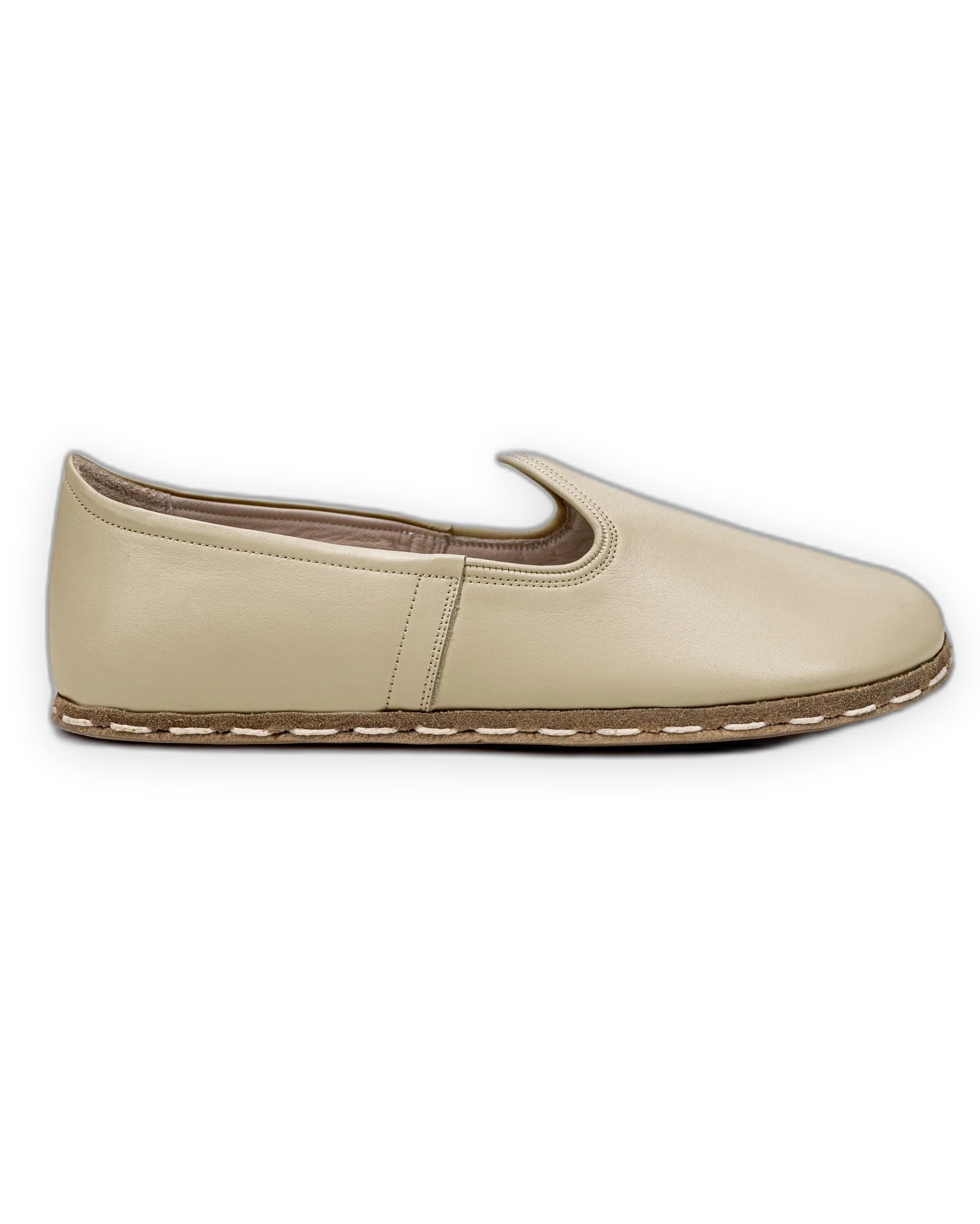 Side view Beige Barefoot Yemeni - Calf Leather Zero Drop | Bespoky
