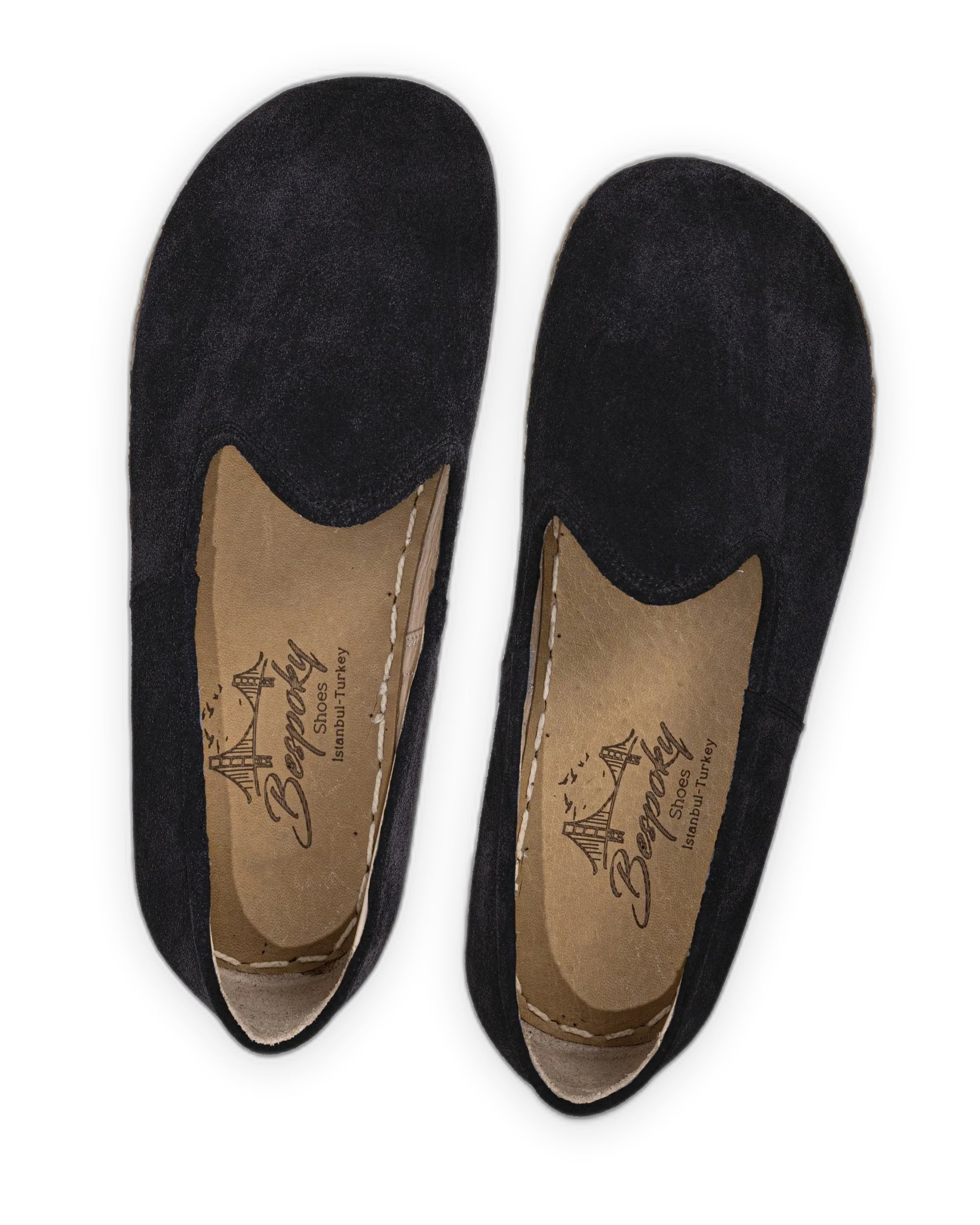 Side view Black Suede Barefoot Yemeni - Calf Leather Zero Drop | Bespoky