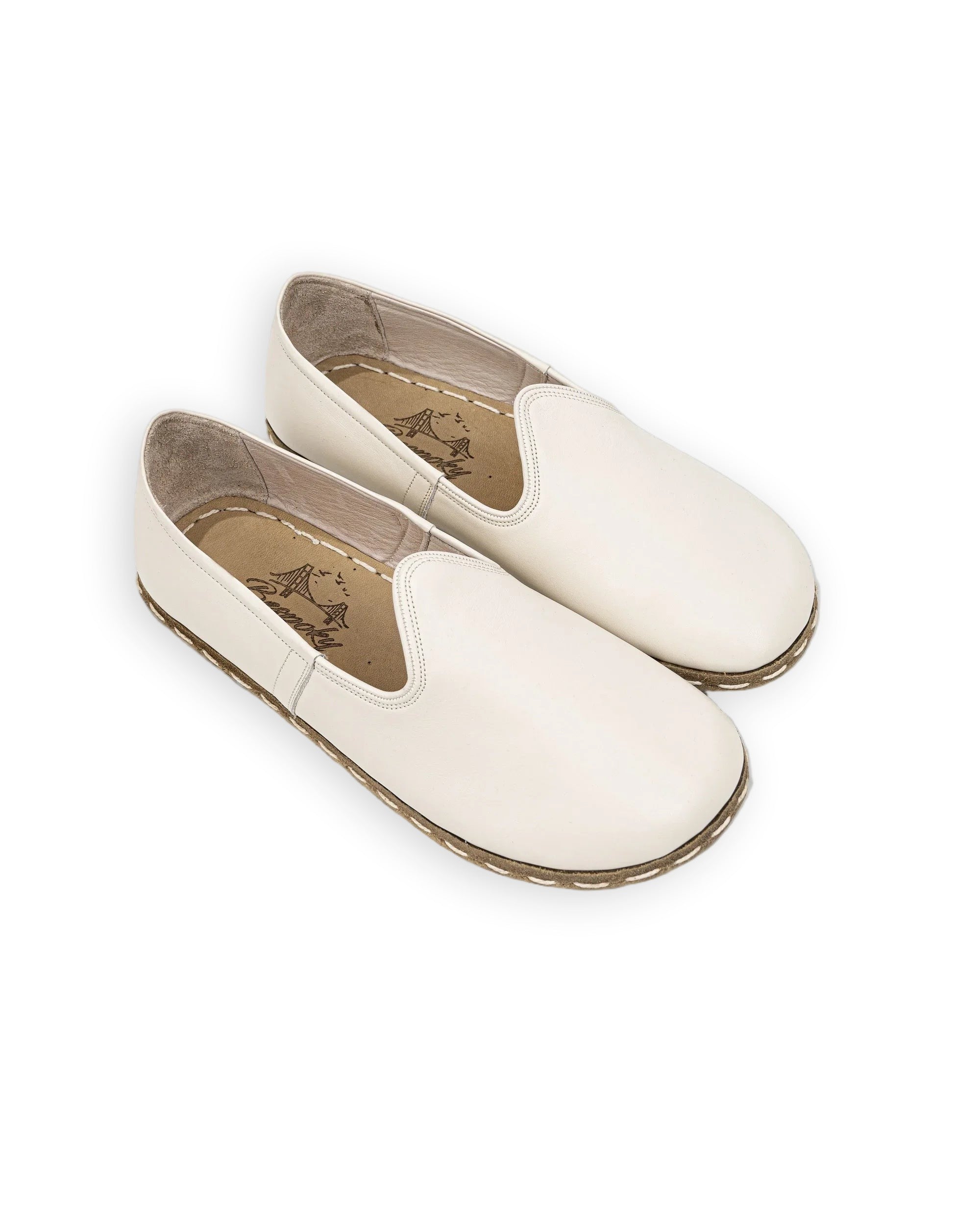 Men's Cream Barefoot Yemeni - Handcrafted Calf Leather Wide Toe Box | Bespoky