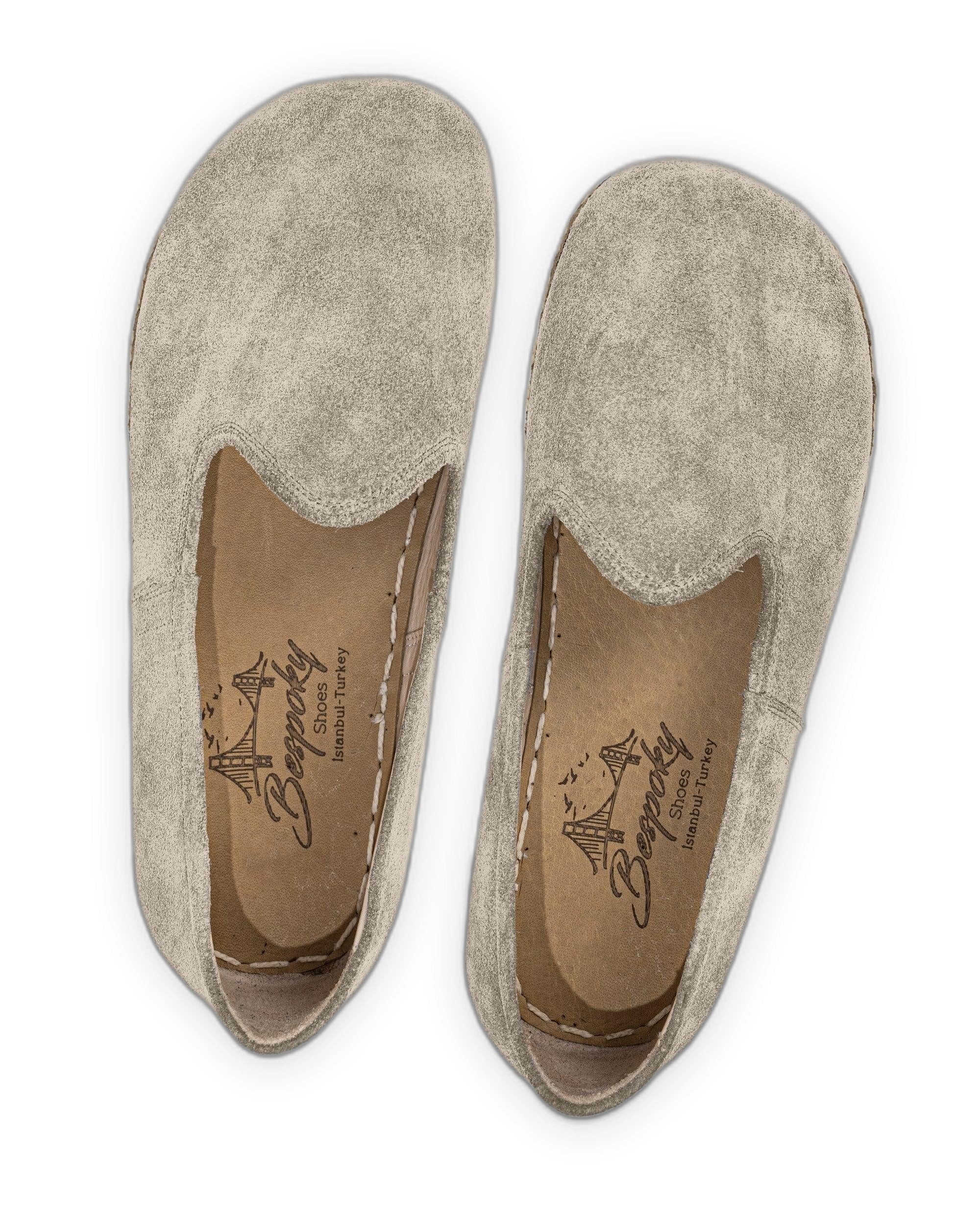 Side view Cream Suede Barefoot Yemeni - Calf Leather Zero Drop | Bespoky