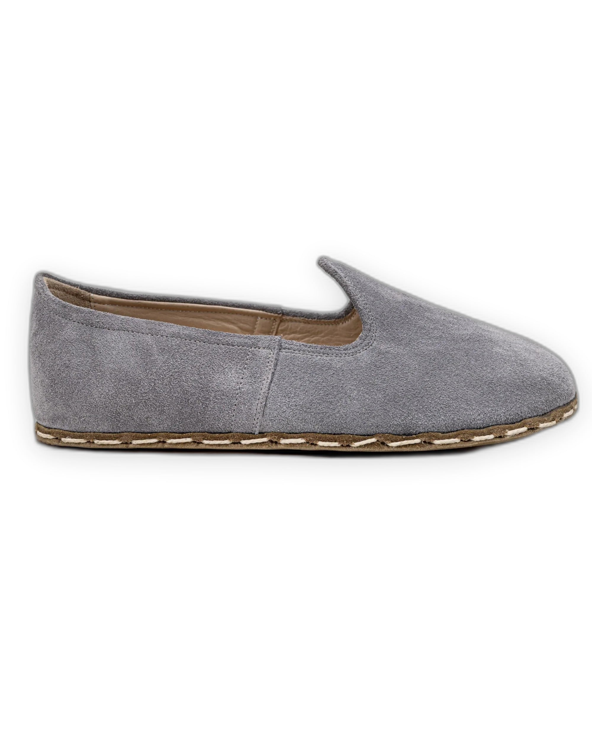 Pair Grey Suede Barefoot Yemeni - Barefoot Wide Toe Calf Leather | Bespoky